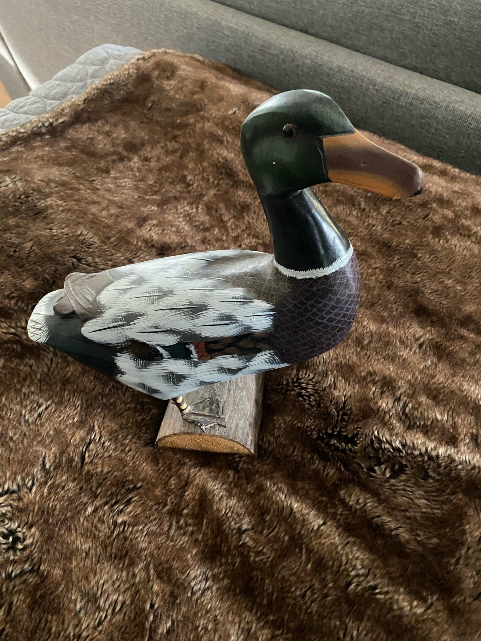 Älg-/andjakt lockbete i form av anka med stativ – grön huvud och grå/vit kropp