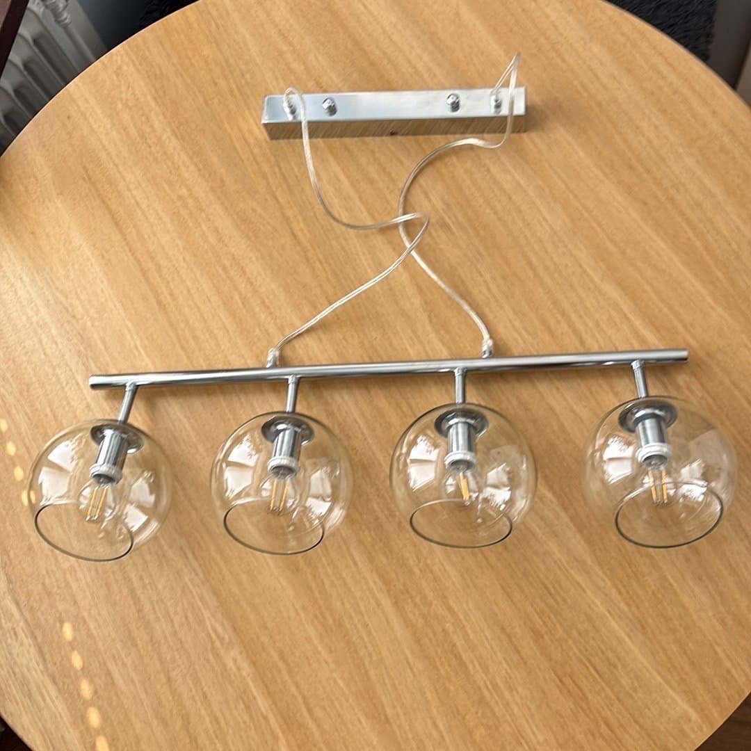 Glas pendellampa förkromad/blank