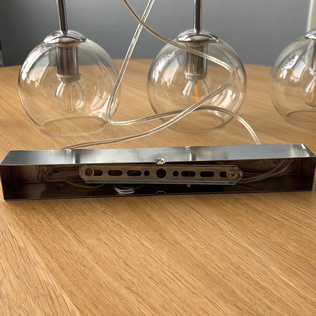 Glas pendellampa förkromad/blank