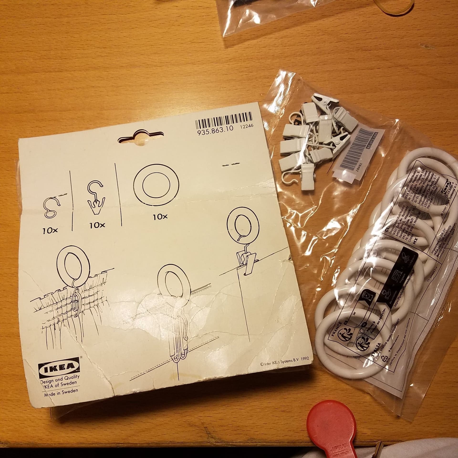 NY+RETRO! IKEA gardintillbehör(2 X10, obrutna förpackningar) Gardinstångsringar