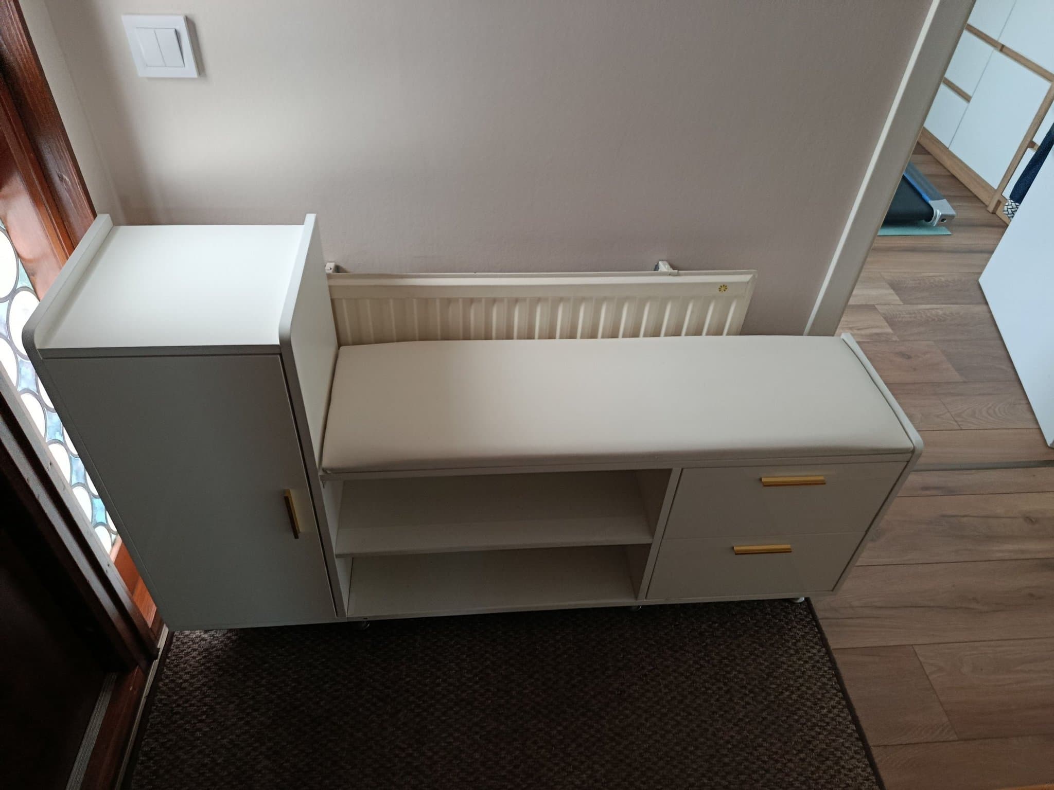 Sko- och förvaringsbänk med sittdyna