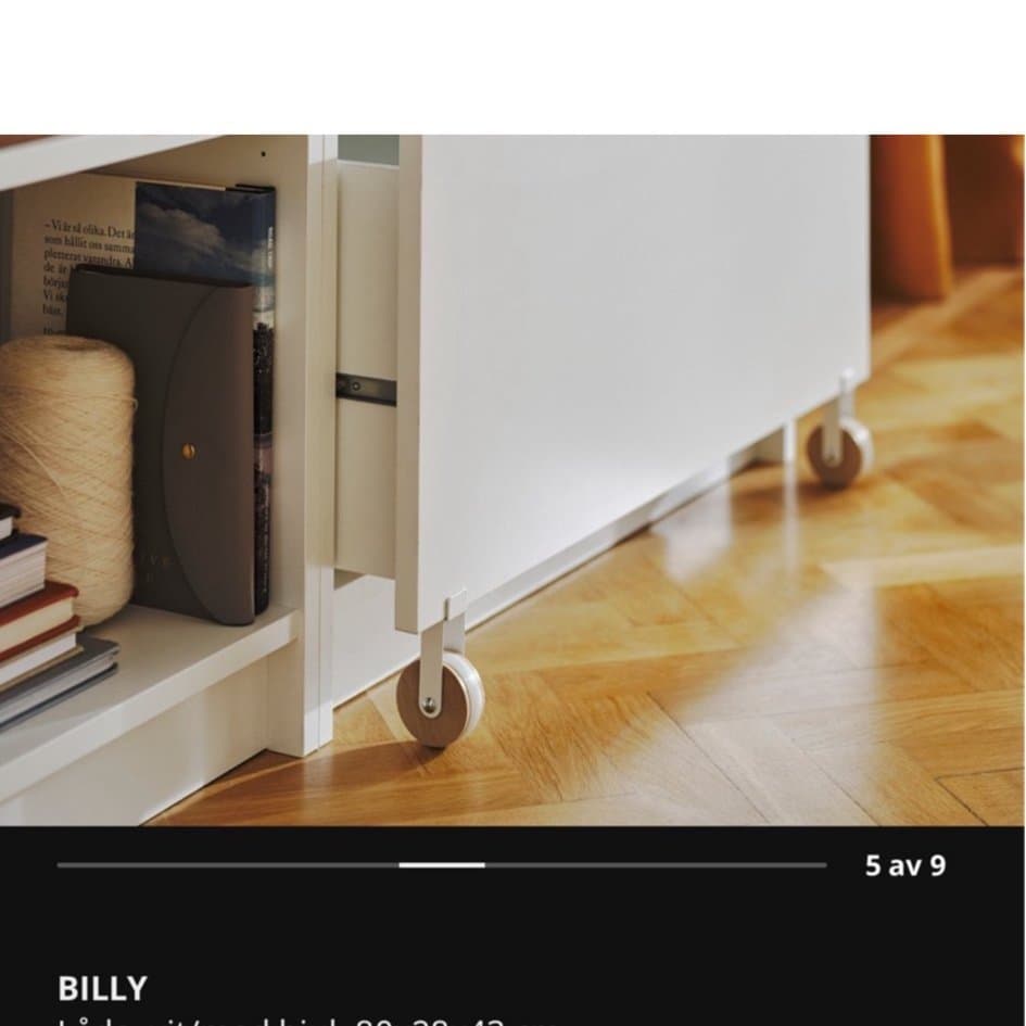 2 st IKEA Billy låda med hjul, vit