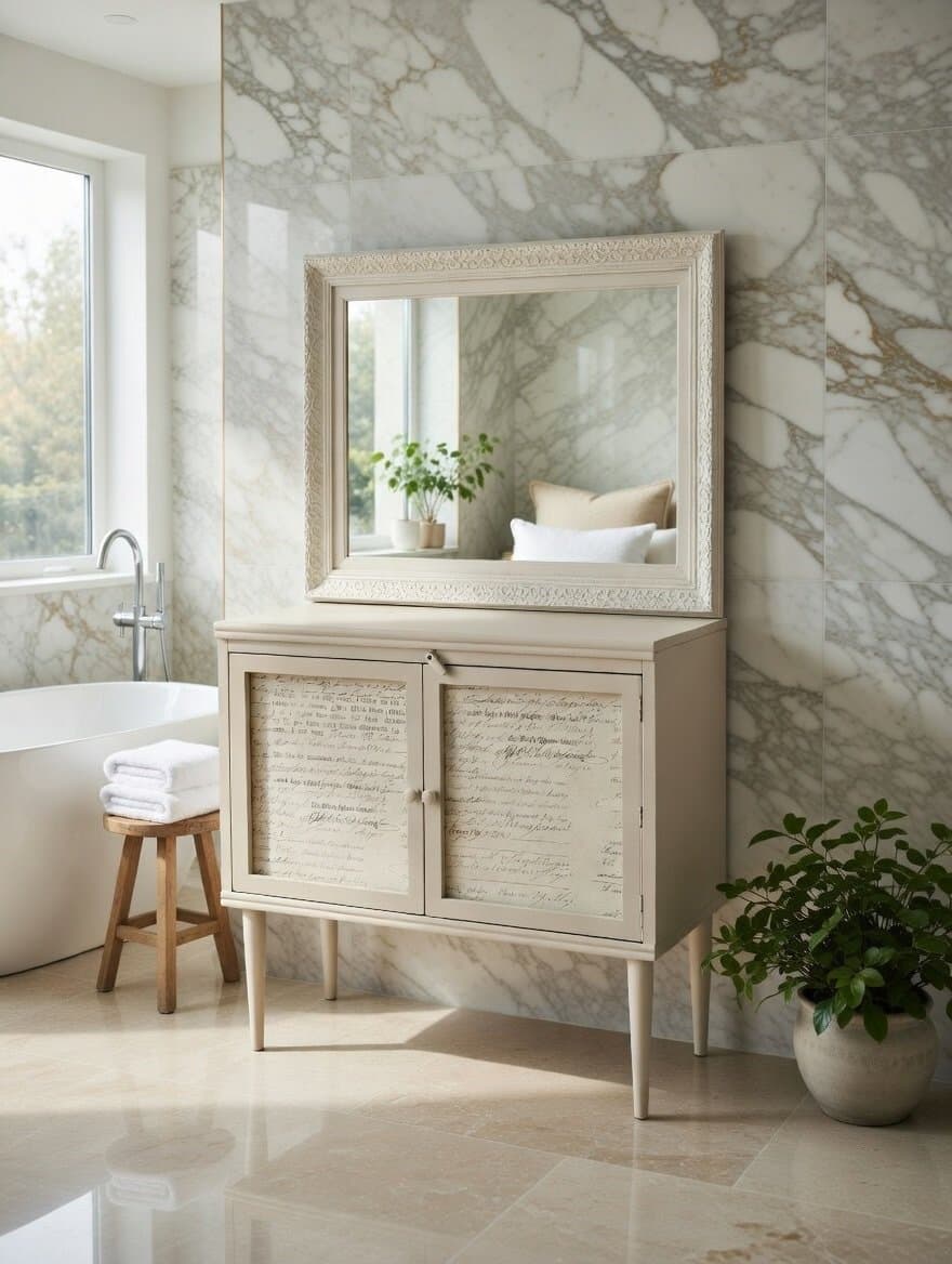 Skänk + spegel / lantligt Skåp med spegel / hallmöbel / sidebord