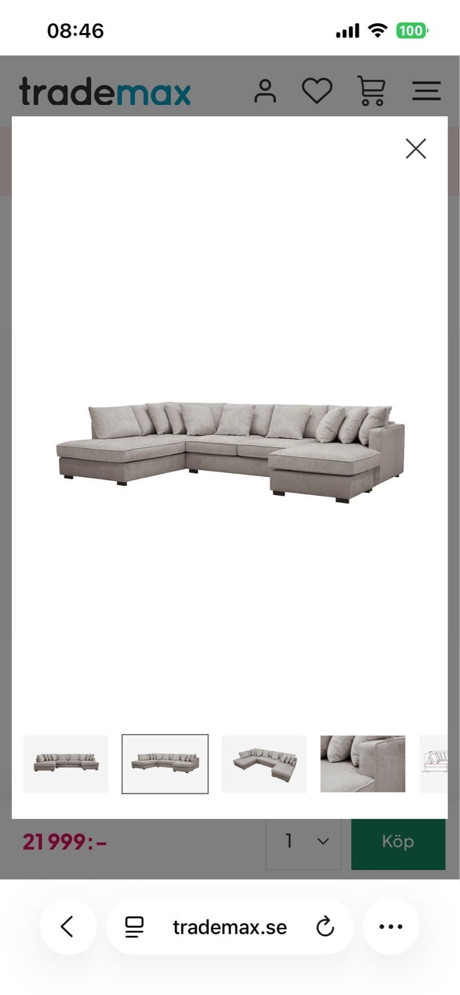 Rossita 5-sits högervänt U-formad Djup Soffa med Divan och Schäslong i Chenille