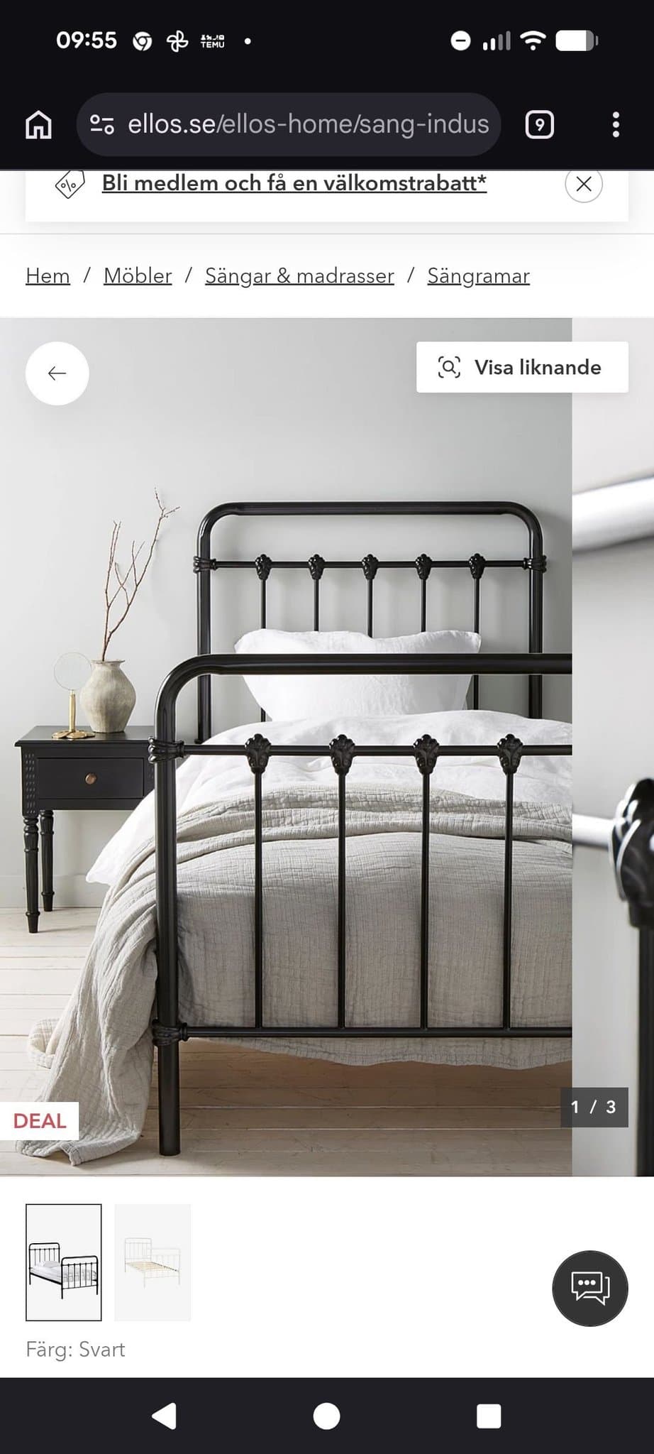 Ellos Home Säng Industrial 90x200 cm