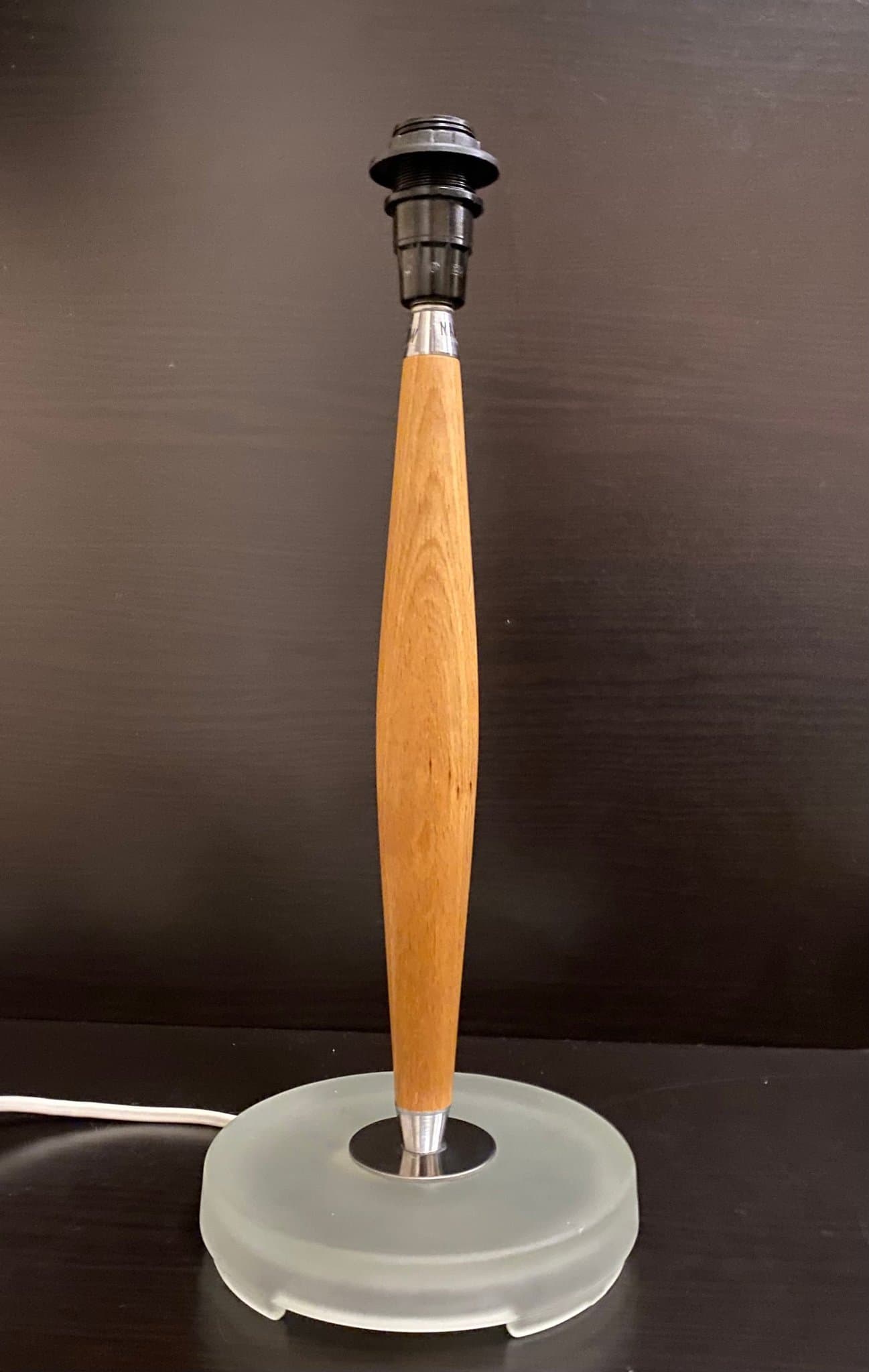 Retro Vintage IKEA Bordslampa Trä och frostat glas