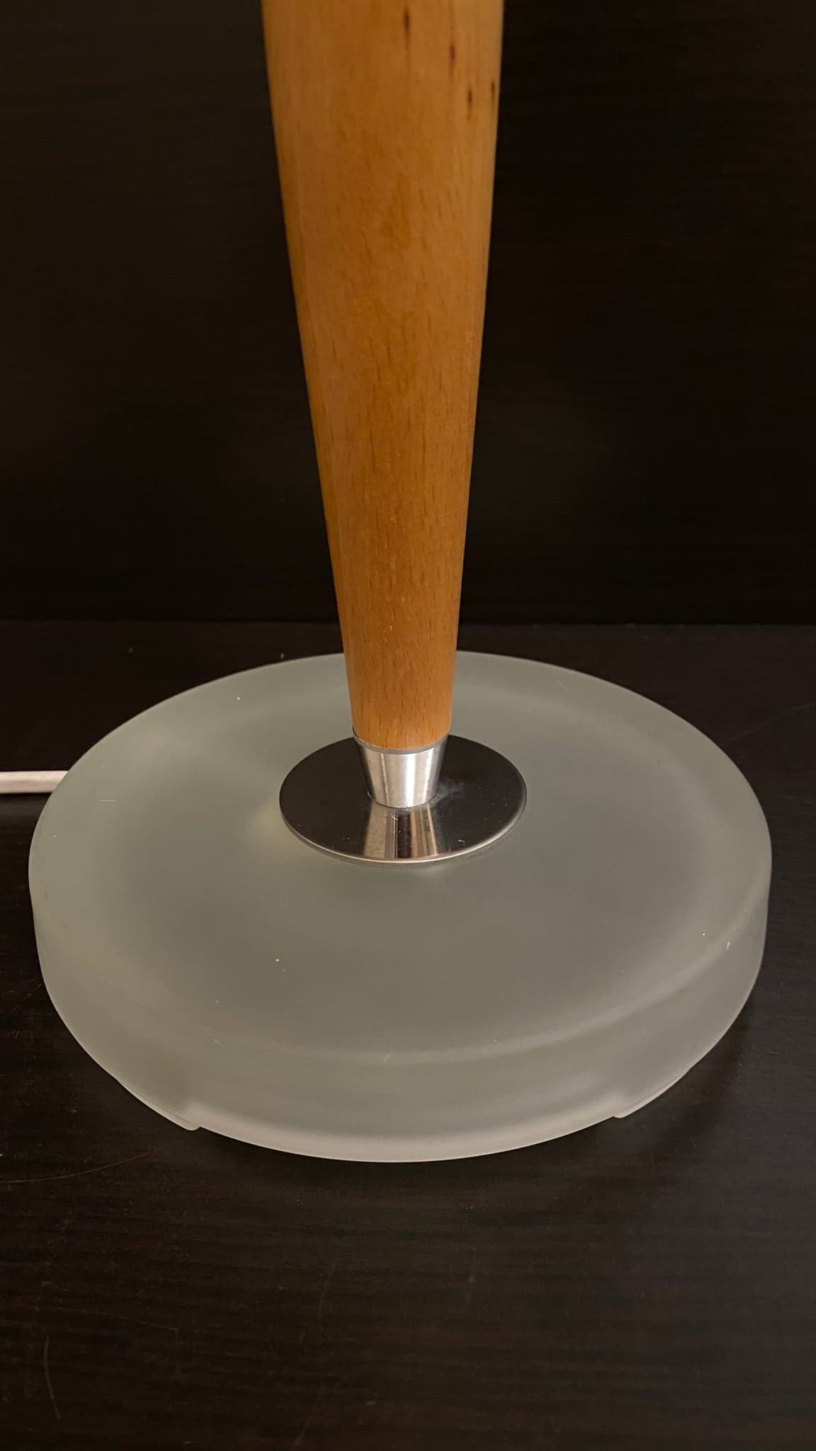 Retro Vintage IKEA Bordslampa Trä och frostat glas