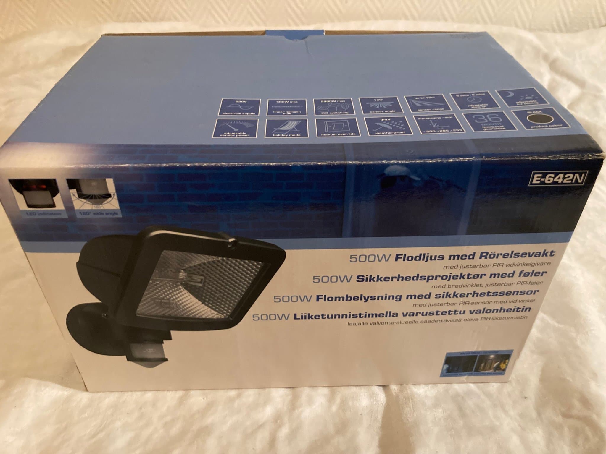 Oanvänd strålkastare 500W "Flodljus" med rörelsedetektor