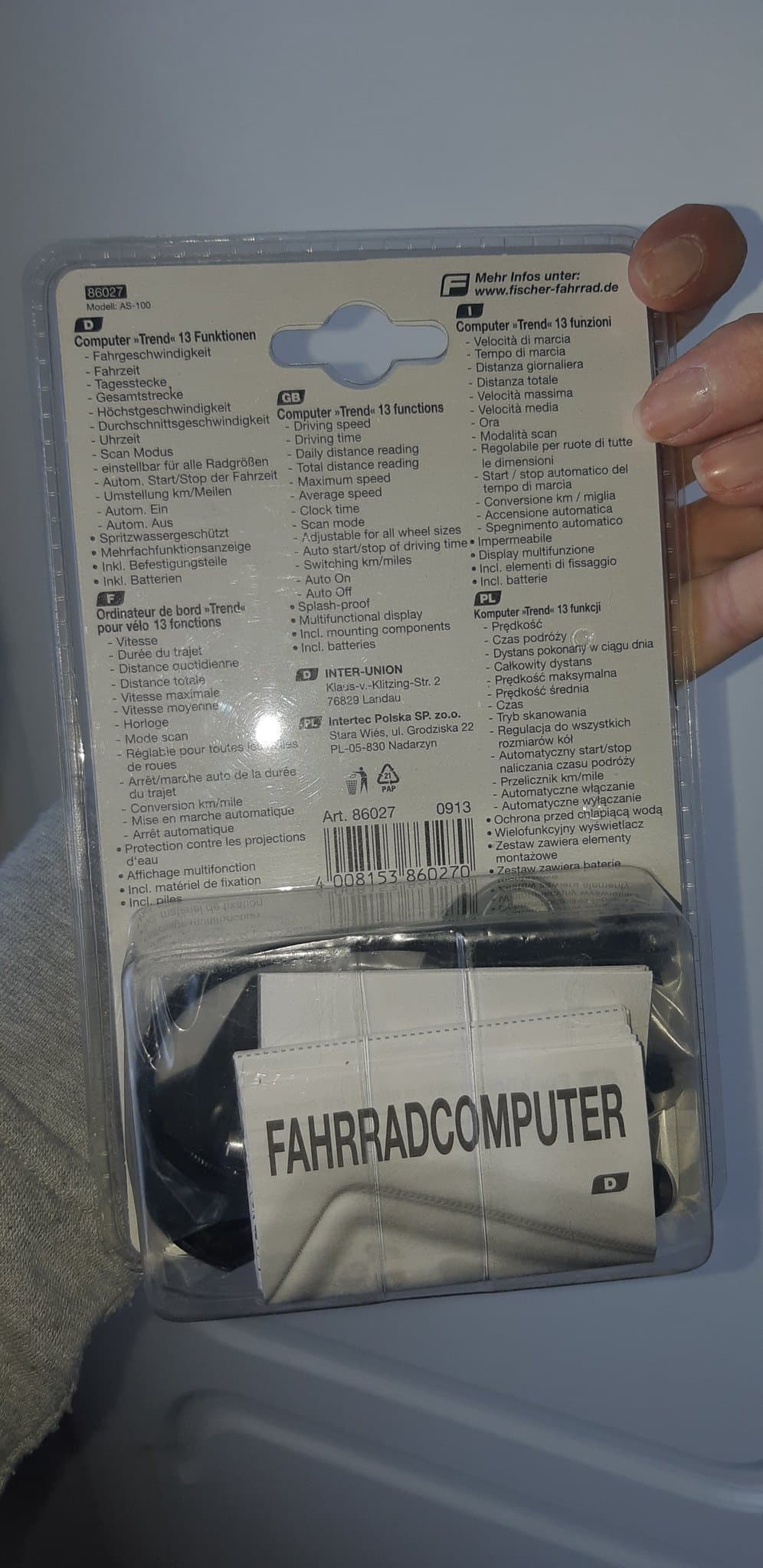 Cykeldator/cykelmonitor FISCHER med 13 funktioner, NY