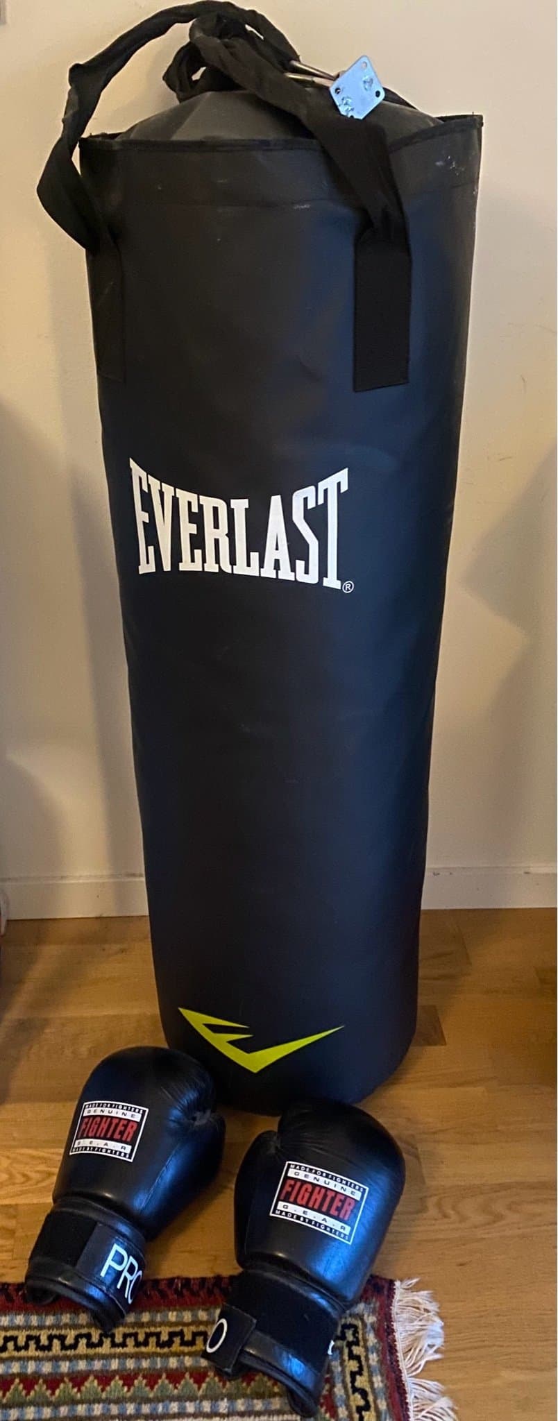 Everlast boxningssäck med boxningshandskar