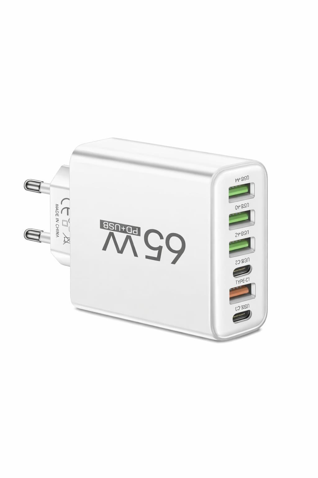 65W Snabbladdare – 5 portar (USB-C & USB-A) – PD