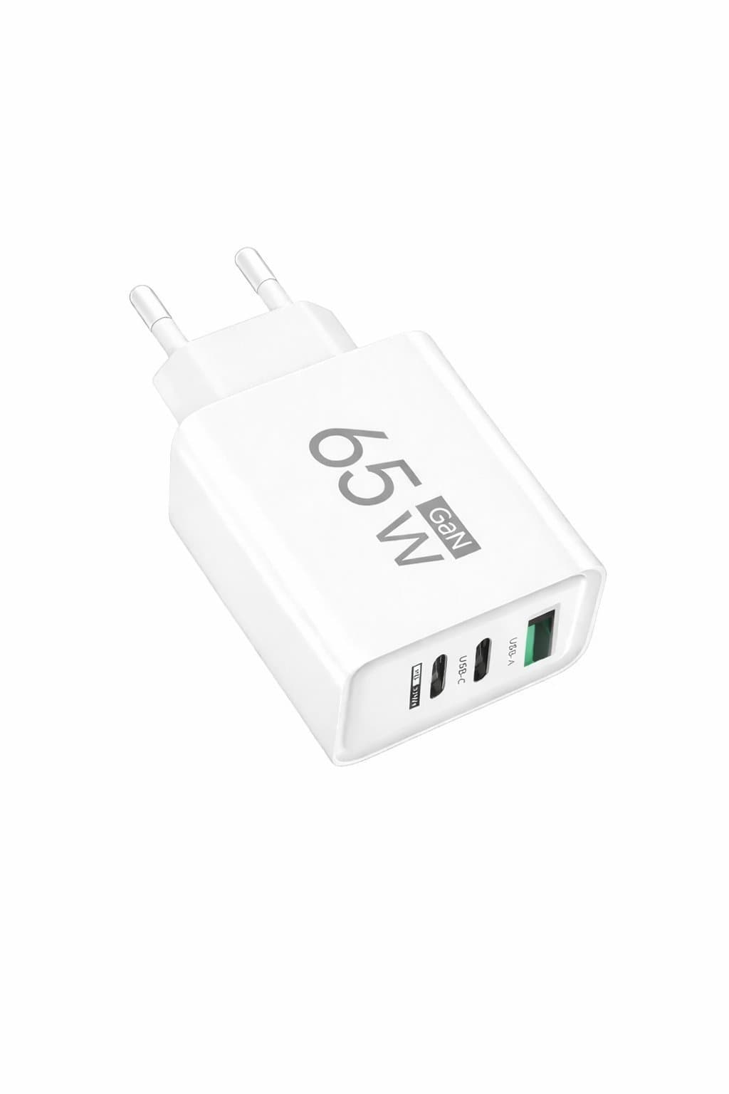 Ladd paket till iPhone. 65W GaN USB-C och USB-A Laddare, 1 meter kabel