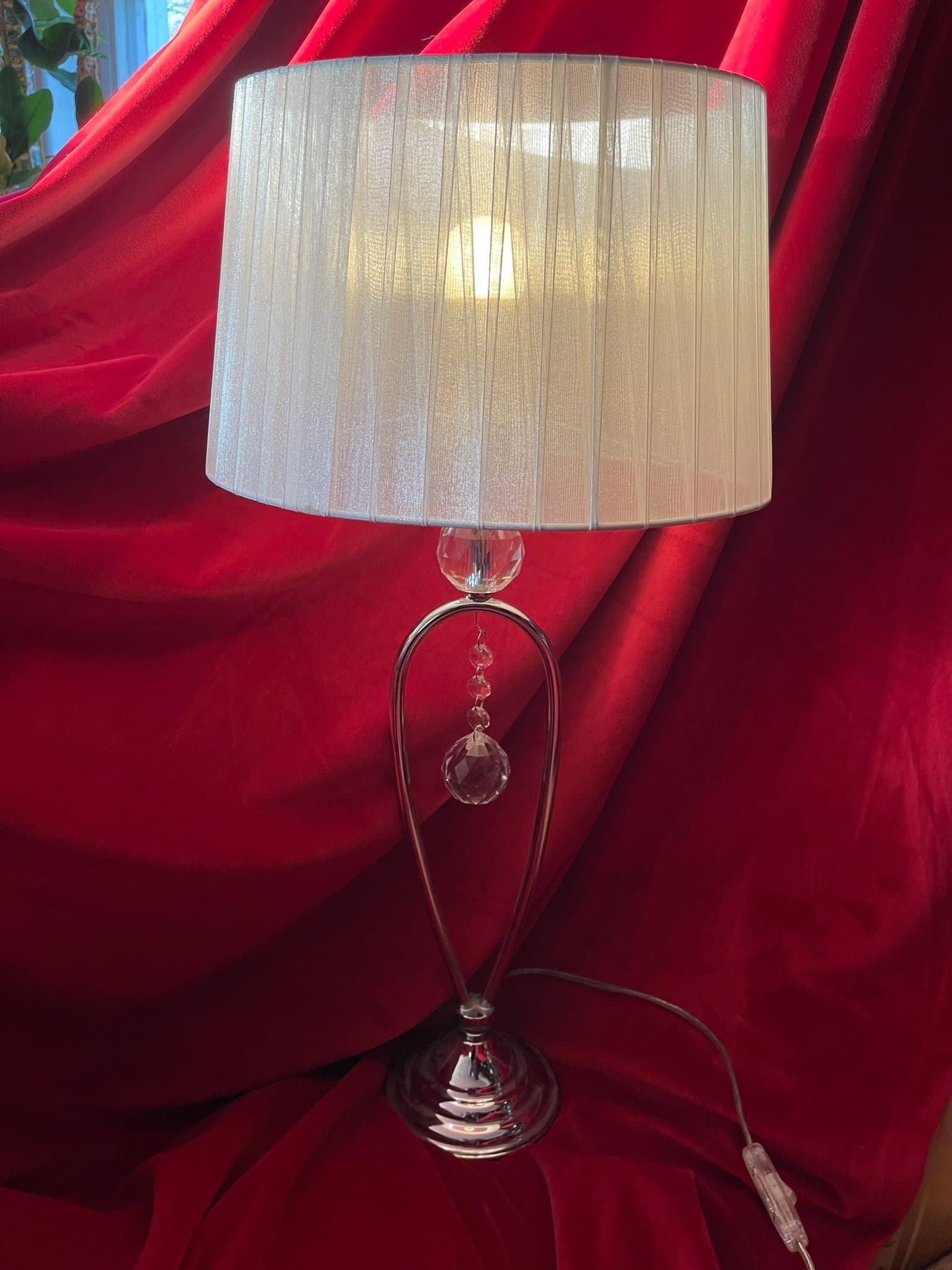 Markslöjd Sweden 102047 Christinehof Bordslampa krom vit plisserad skärm H60cm