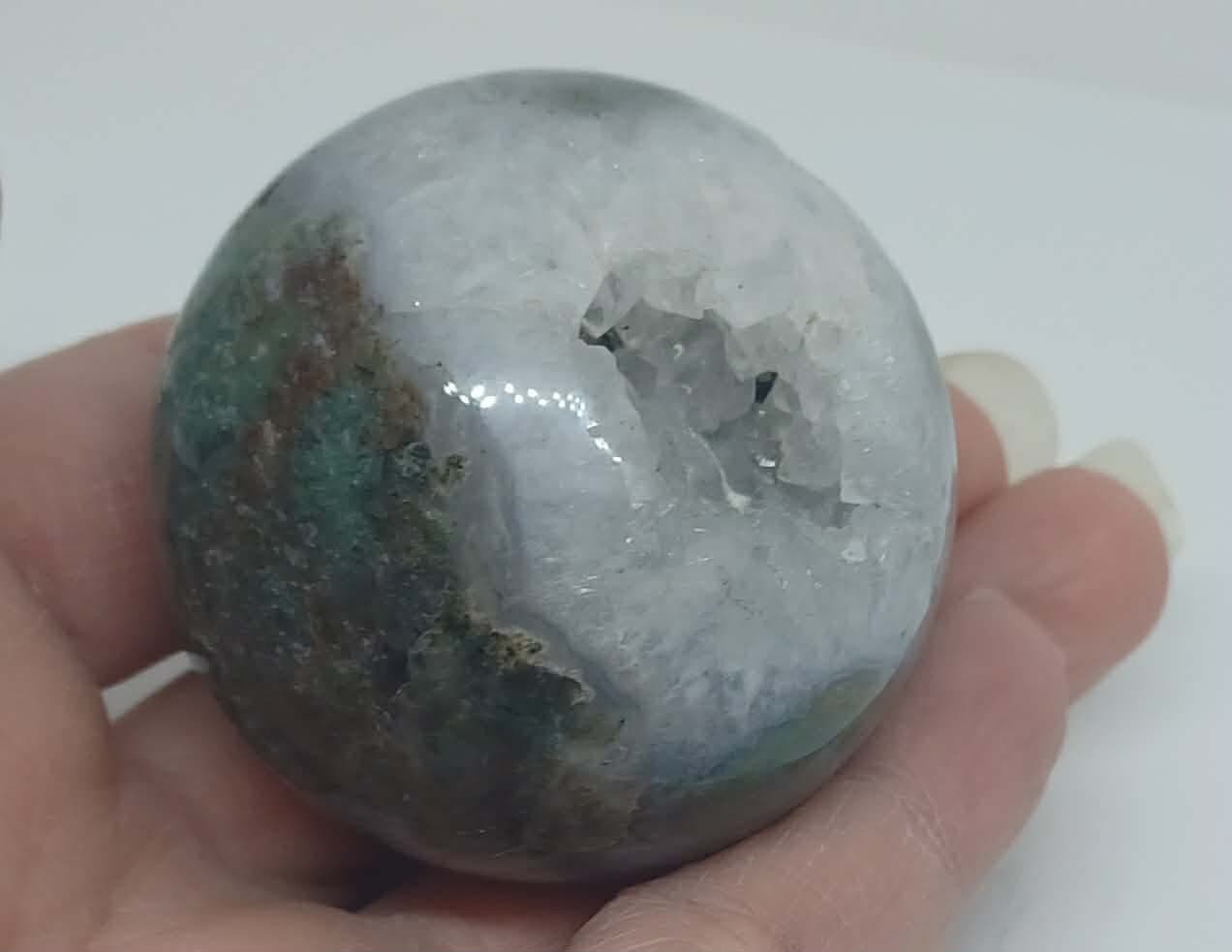 Äldre Mossagat klot med kvarts, 183g, 4.5cm