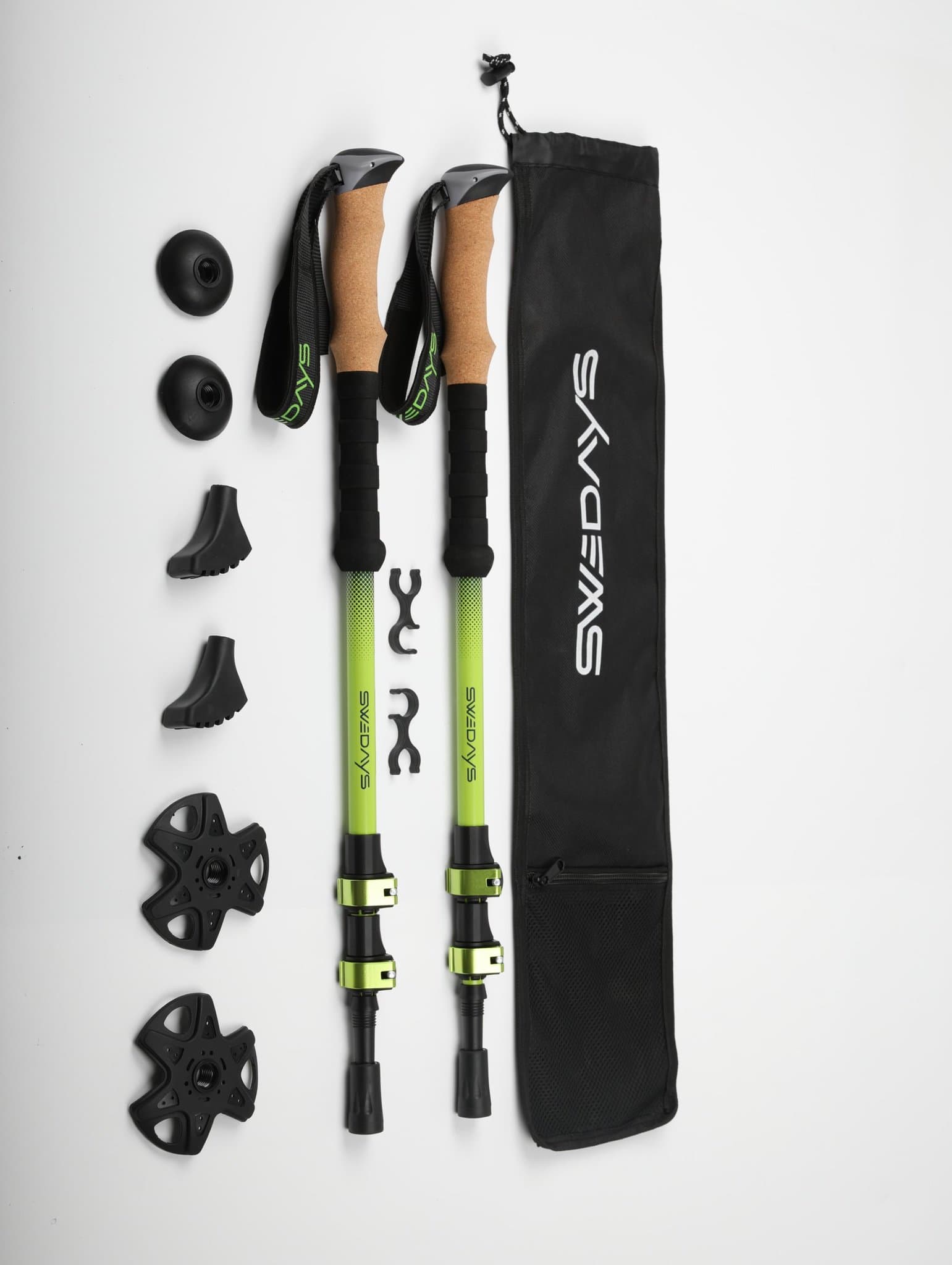 SWEDAYS vandringsstavar teleskop med tillbehör och förvaringspåse
