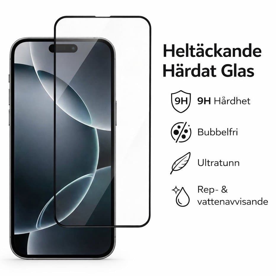 [Paket] iPhone 17 Pro - Svart Skal + 9H Härdat Glas Skärmskydd