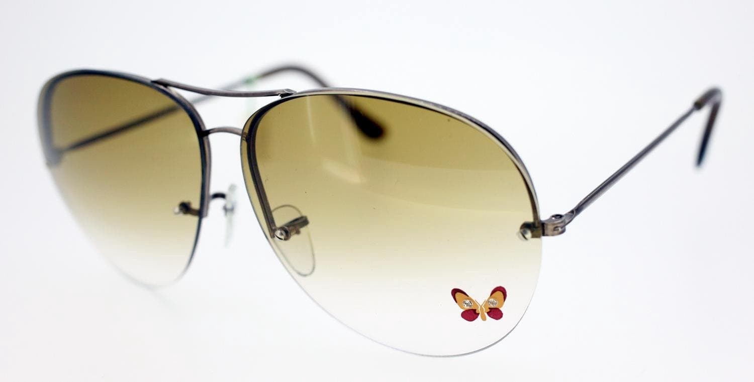 Vintage ladies pilot-style sunglasses with Butterfly motif detail-circa 80s-NEW