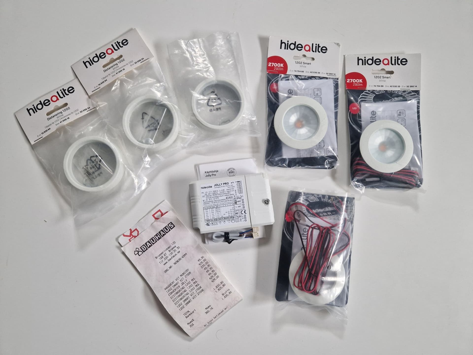 3st Hidealite 1202 Smart LED-spotlights med Jolly Pro-drivdon