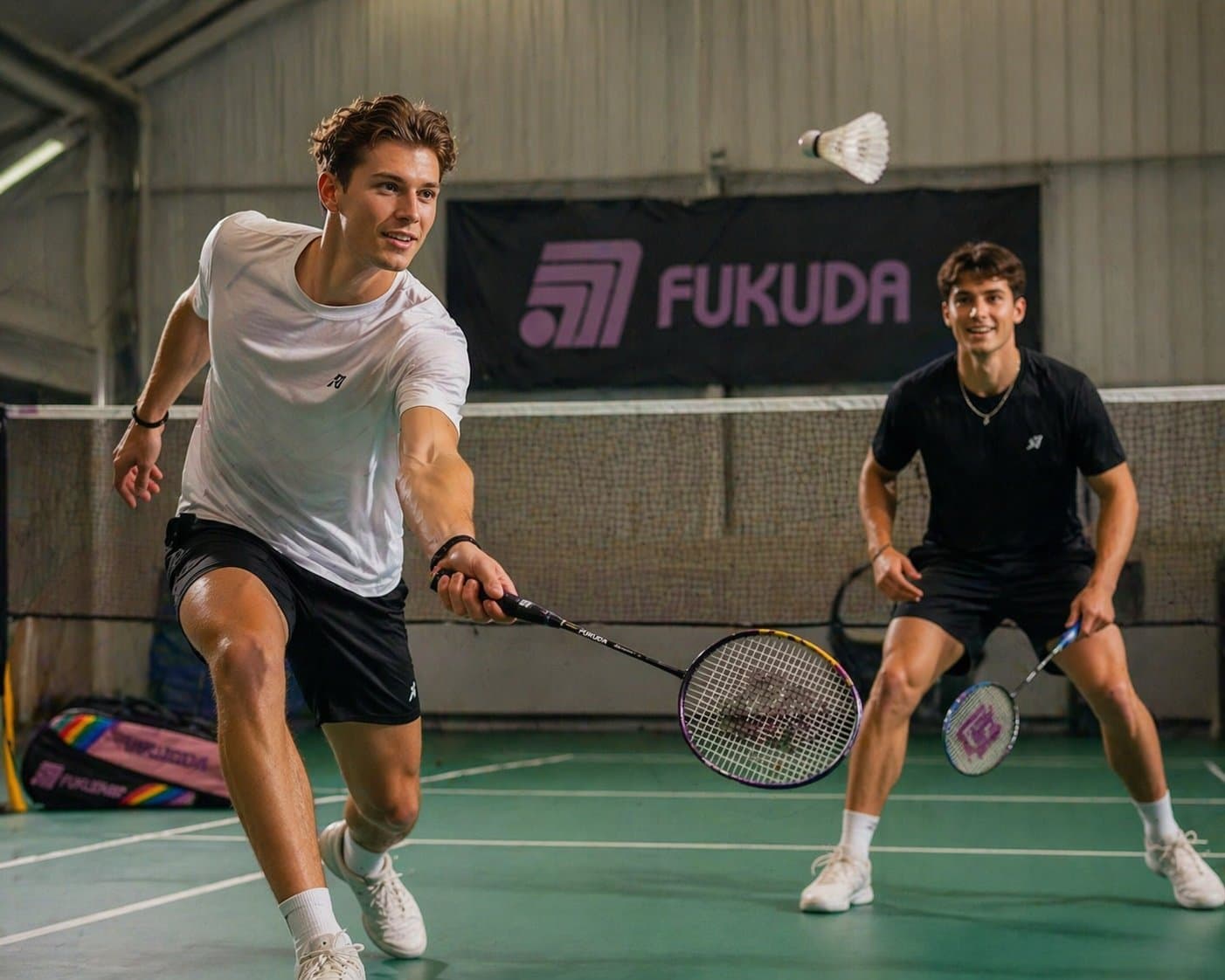 2 stycken Fukuda Badminton Serie S racketar med fodral, 2-pack