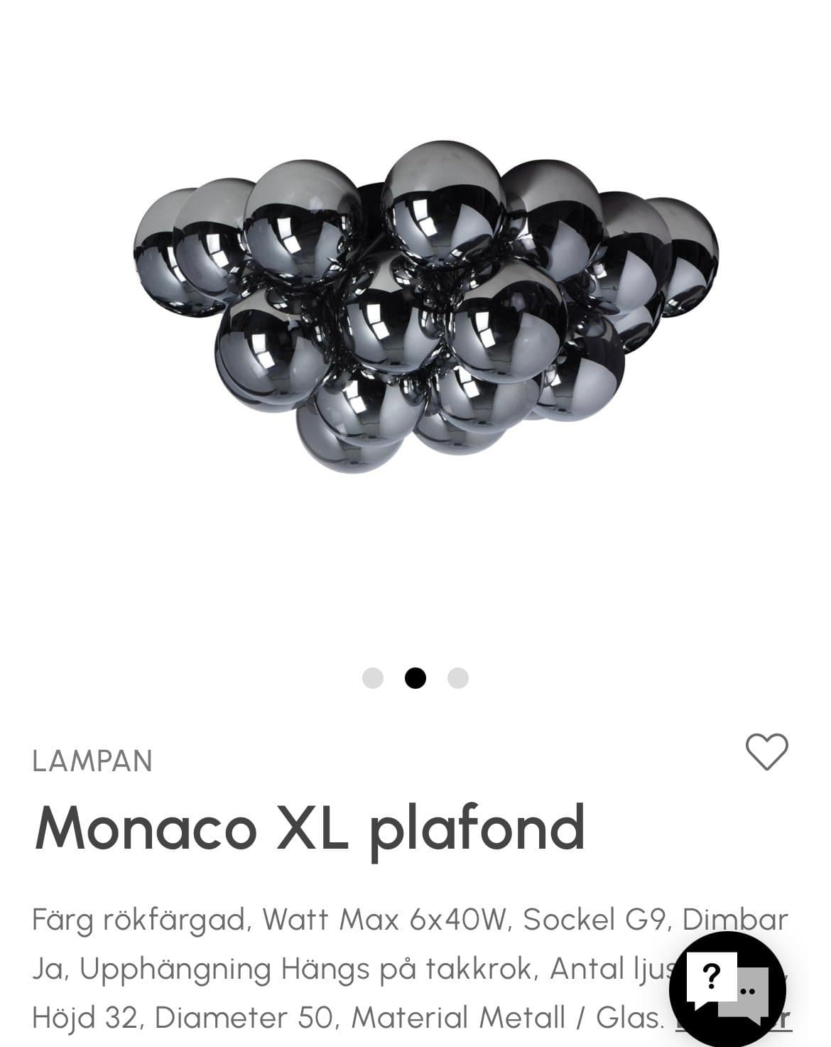 Monaco XL taklampa - ny