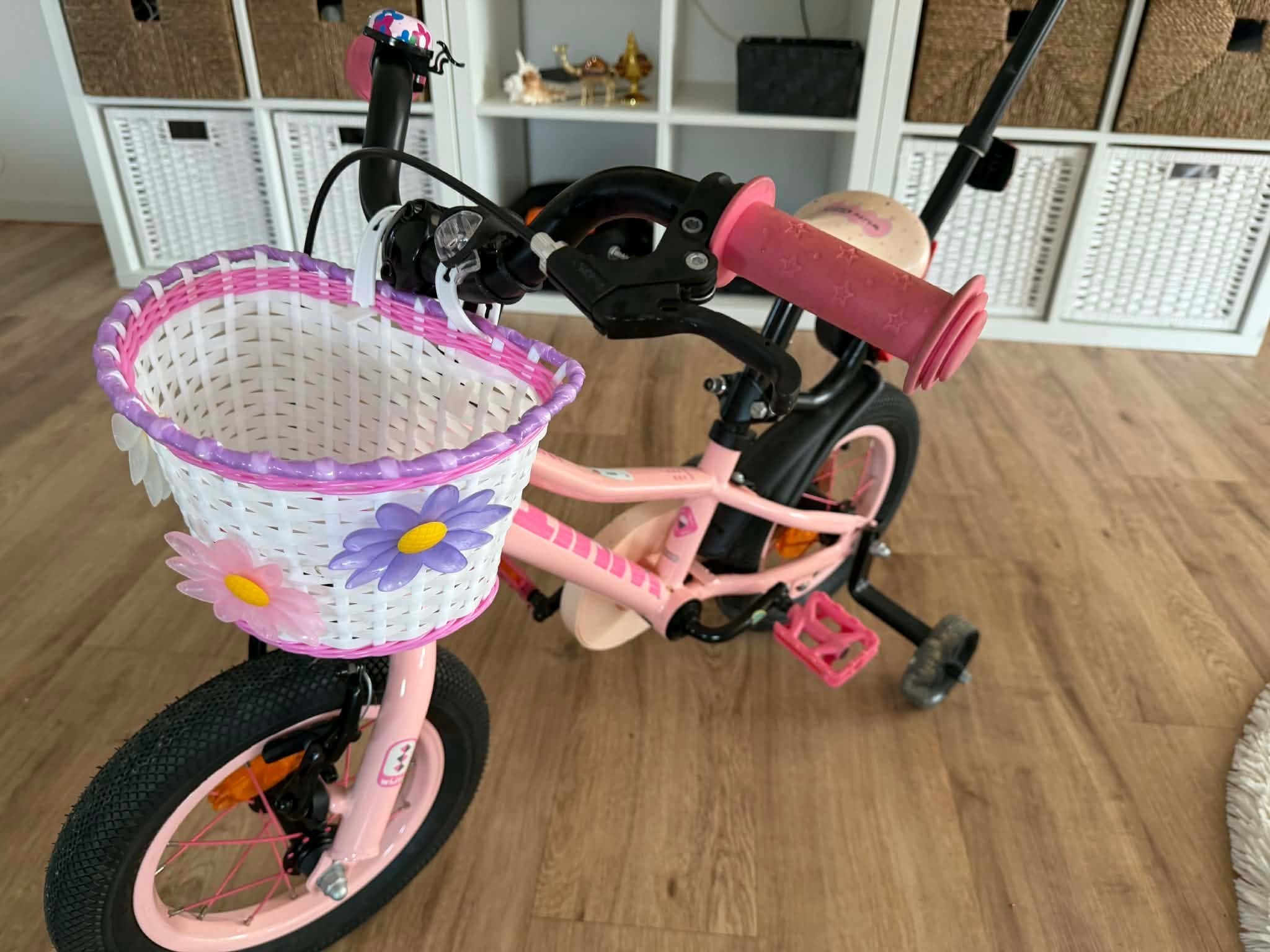 Barncykel 12 tum med stödhjul och handtag