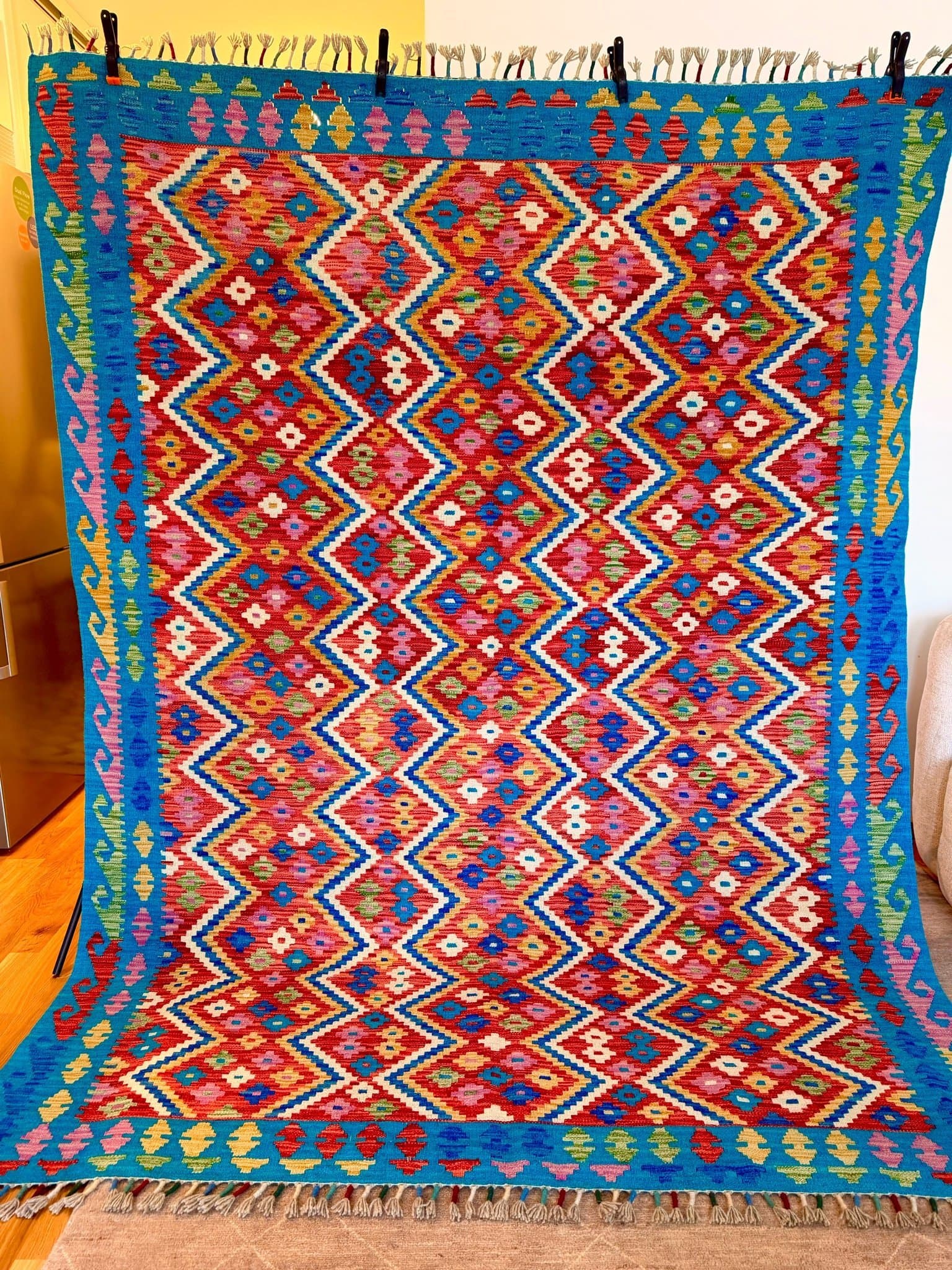 Handvävd Kelimmatta i Ull, 253x180 cm