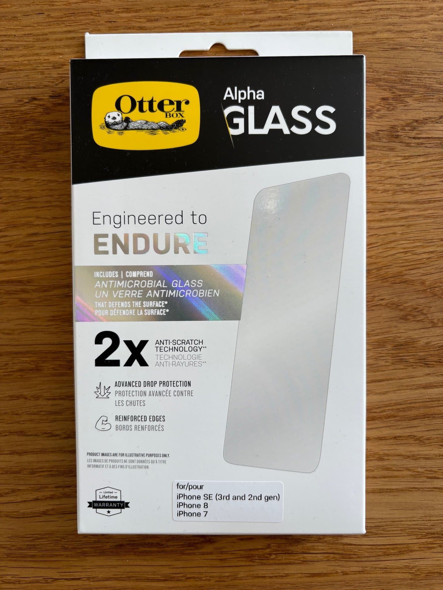 Otterbox Alpha Glass Skärmskydd för iPhone SE (3rd och 2nd gen), iPhone 8