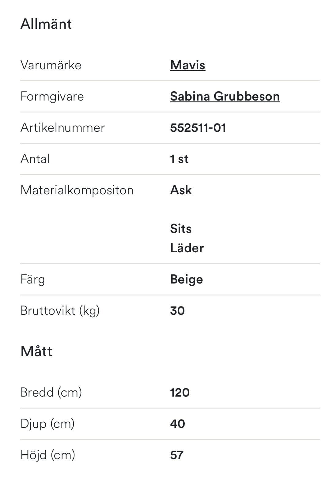 Mavis post bänk med förvaring, ask