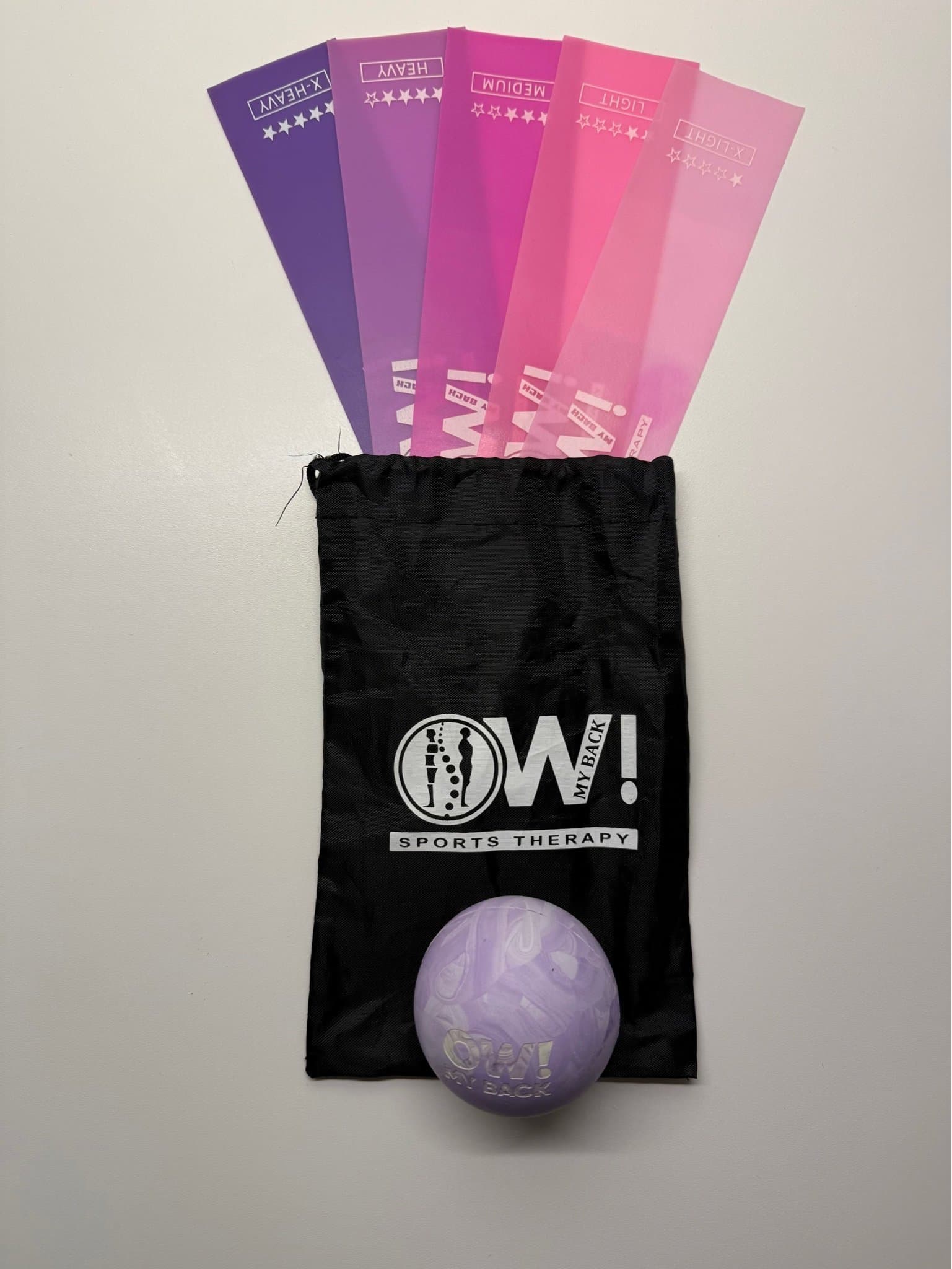 Resistance Bands + Massage Ball in pink/purple new from Oh My Back Bundle