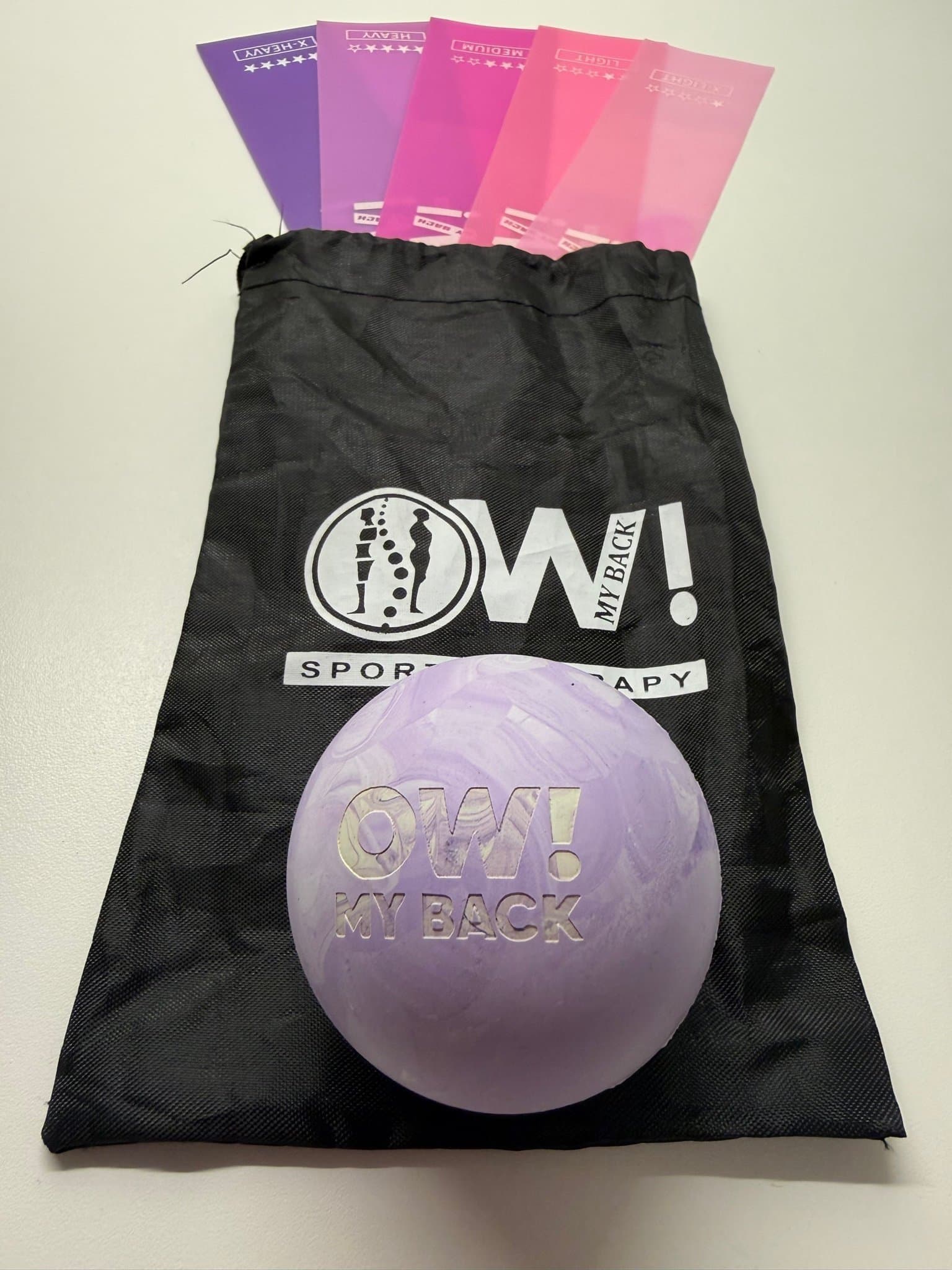 Resistance Bands + Massage Ball in pink/purple new from Oh My Back Bundle