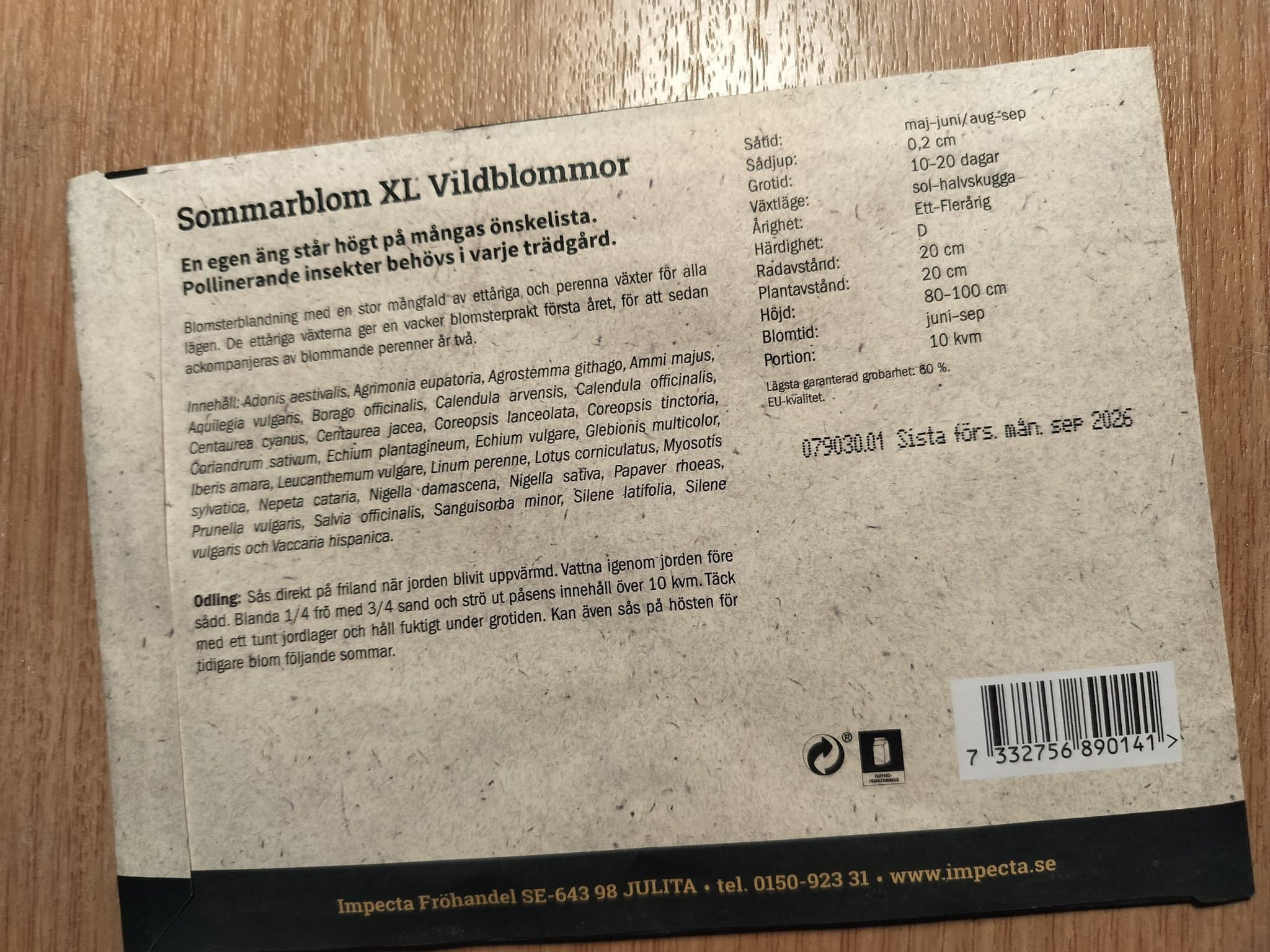 Sommarblom XL Vildblommor fröpåse, en egen äng