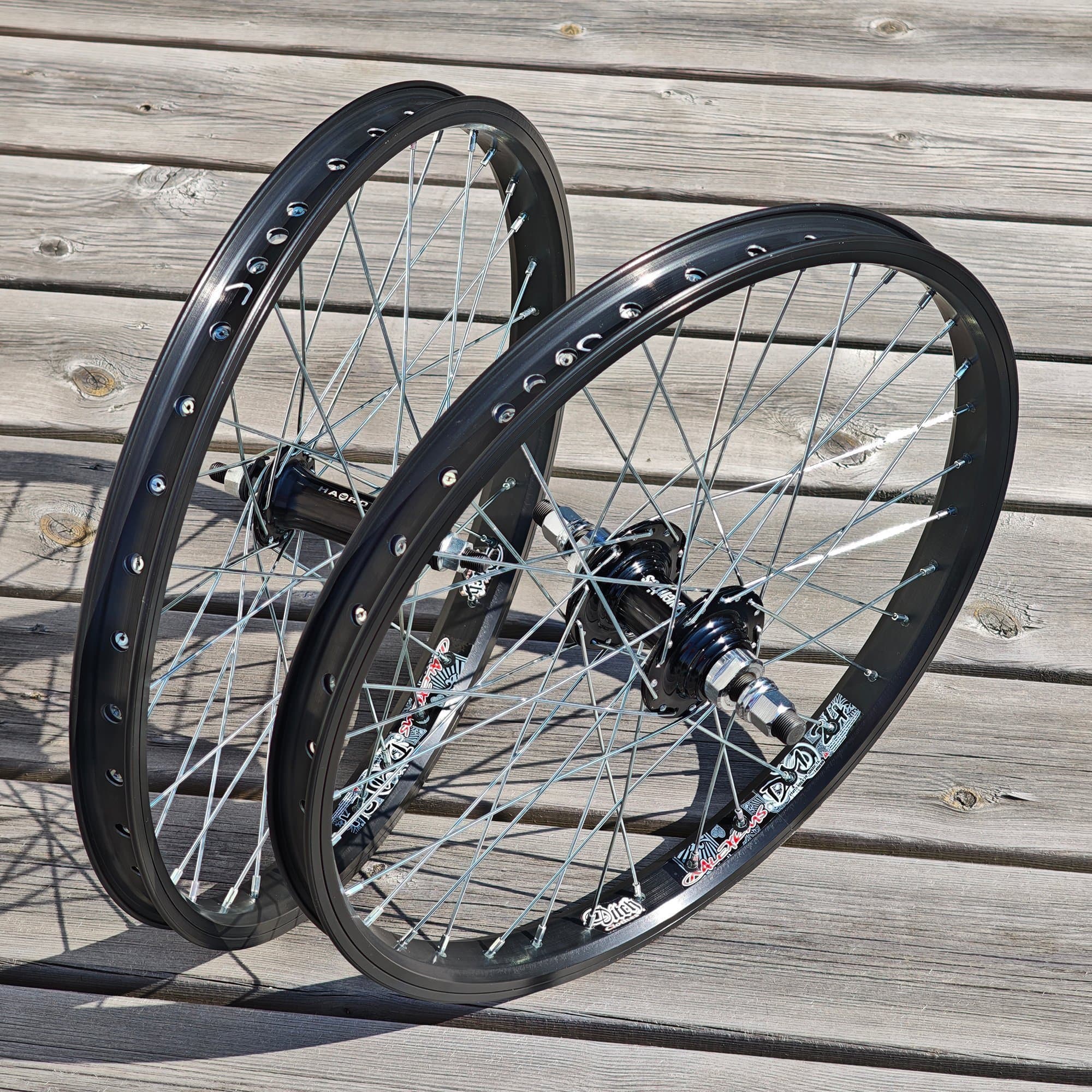 BMX mid school 20” 36H hjul. NOS. Seventies 14mm + Haro 3/8" nav. Alex DM24 Rims