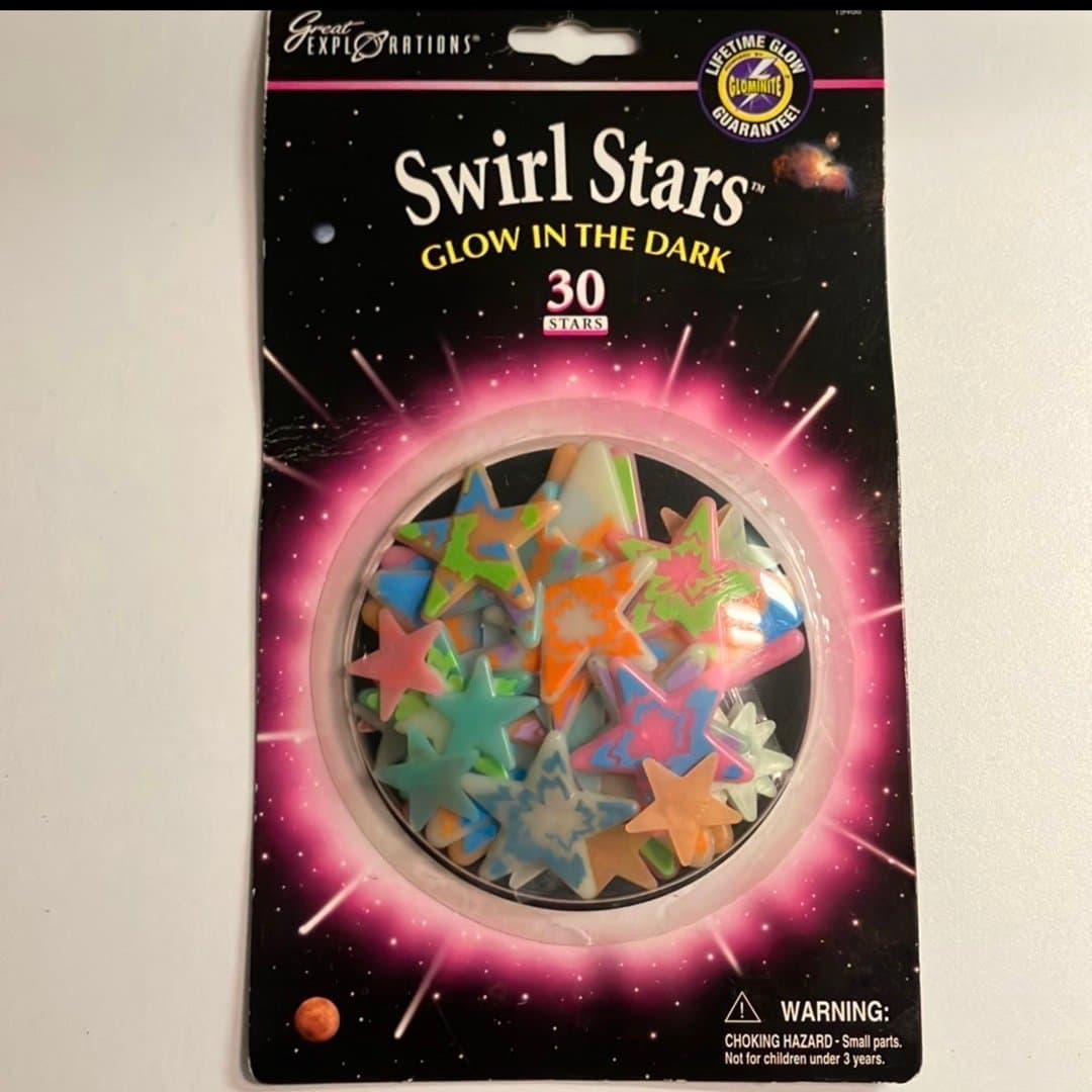 OÖPPNAT vintage leksakspaket Glow in the Dark stjärnor, Tentacloid, Ballonger mm