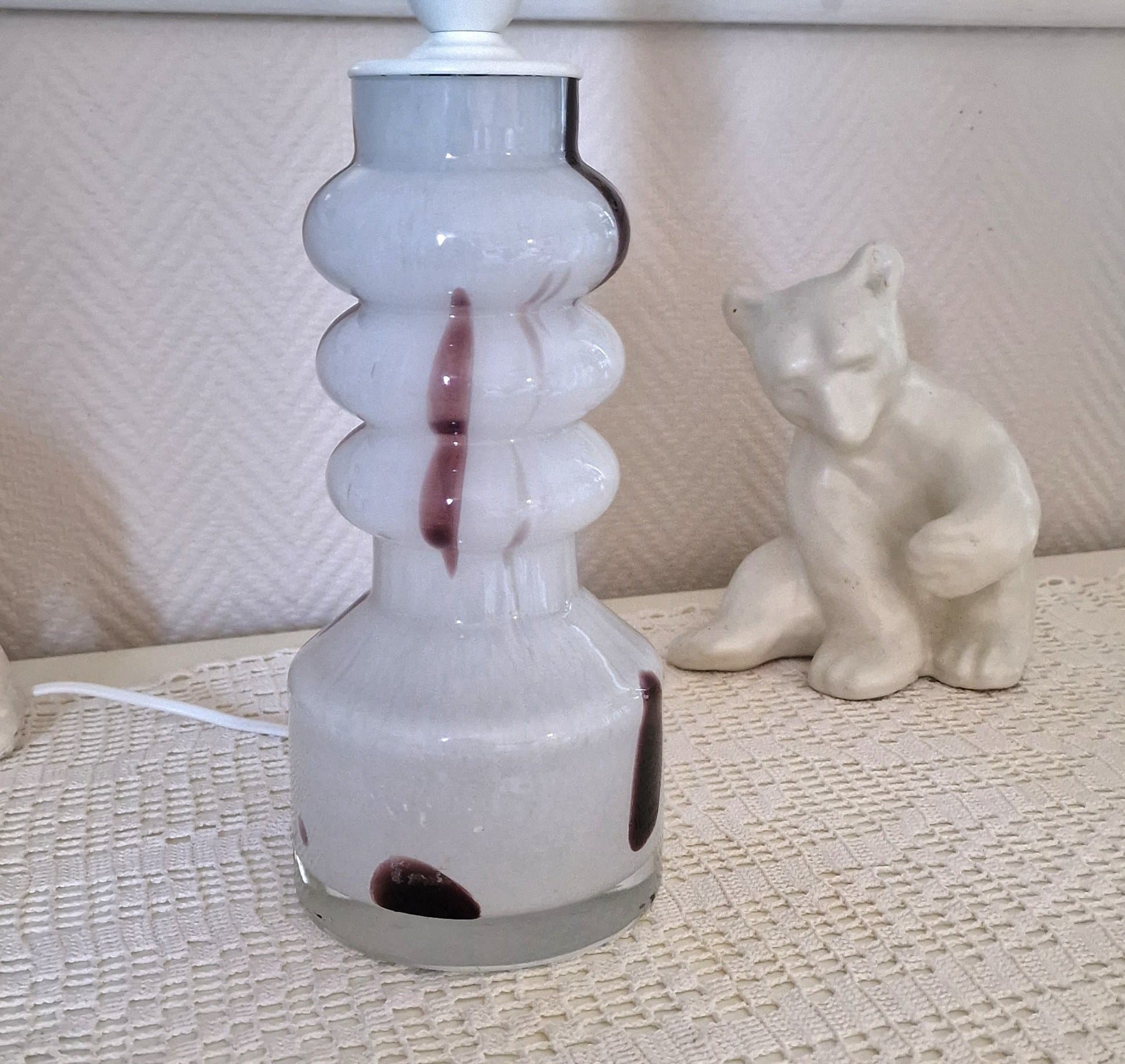 Murano glasfot till bordslampa. Unik italiensk lampa vintage 60-70-tal. Höjd 35.