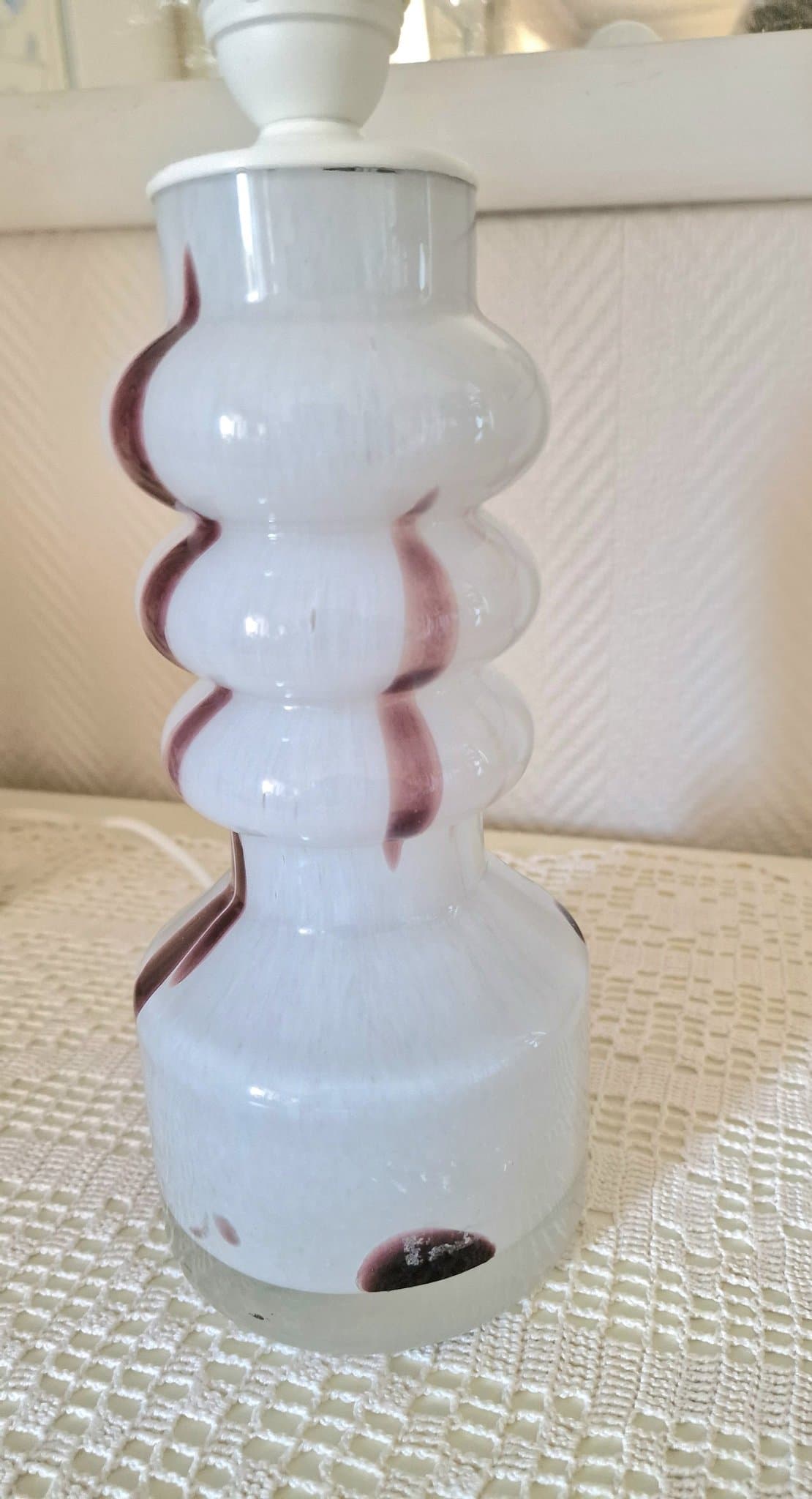 Murano glasfot till bordslampa. Unik italiensk lampa vintage 60-70-tal. Höjd 35.