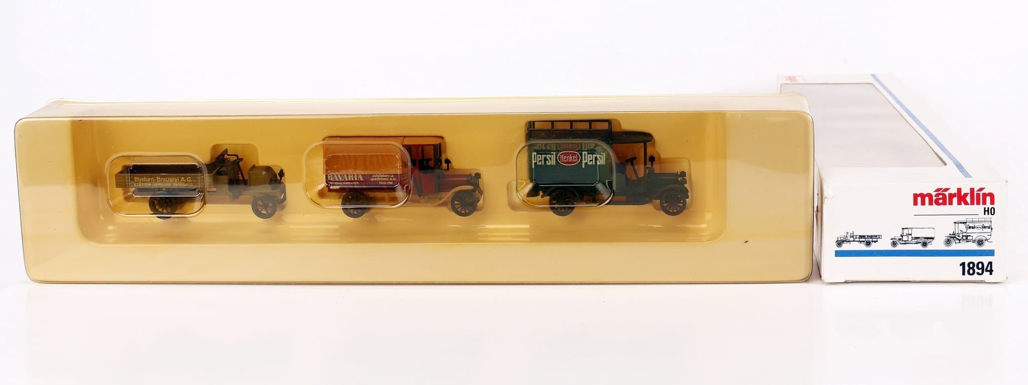 === Märklin 1894 set med tre Oldtimer-lastbilar. VITRINSKICK ===