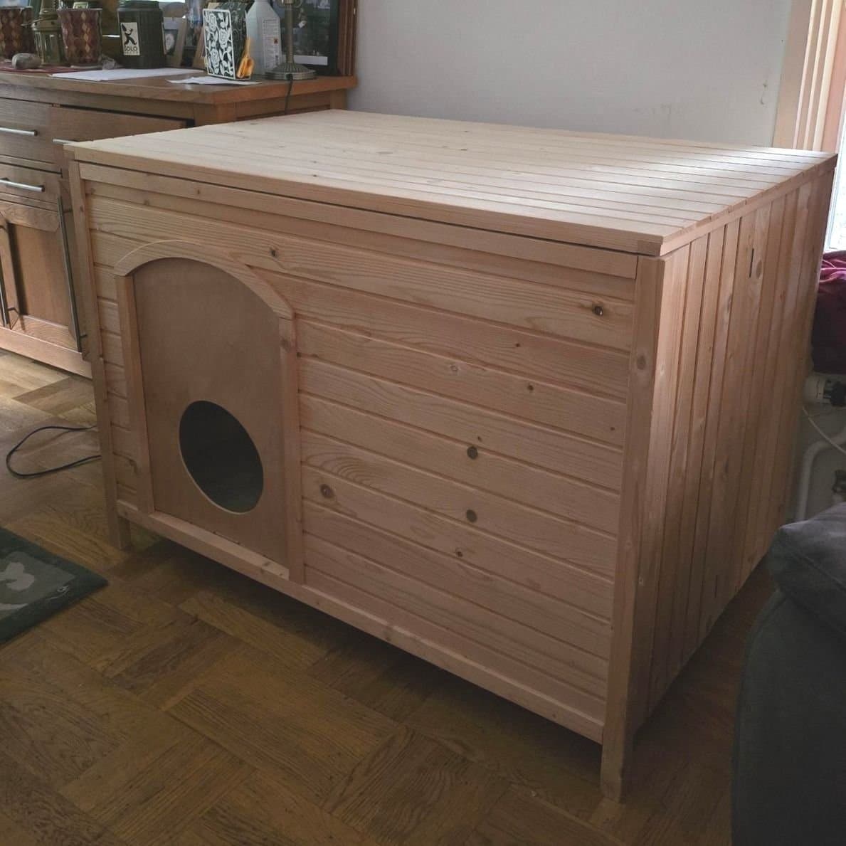 Ett stort Hund eller katt hus i trä