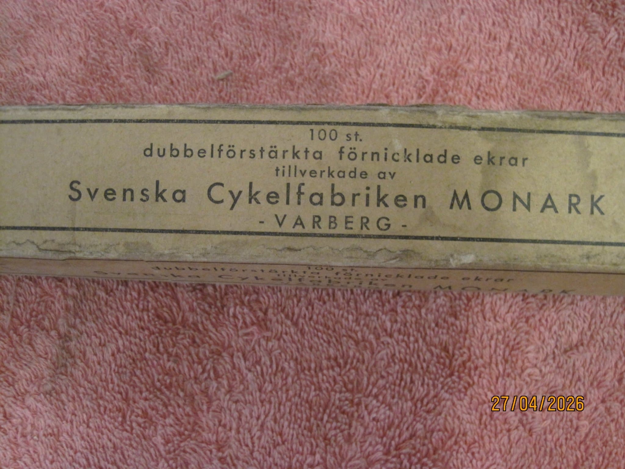 75st Dubbelförstärkta Förnicklade cykelekrar 304mm Svenska Cykelfabriken Monark