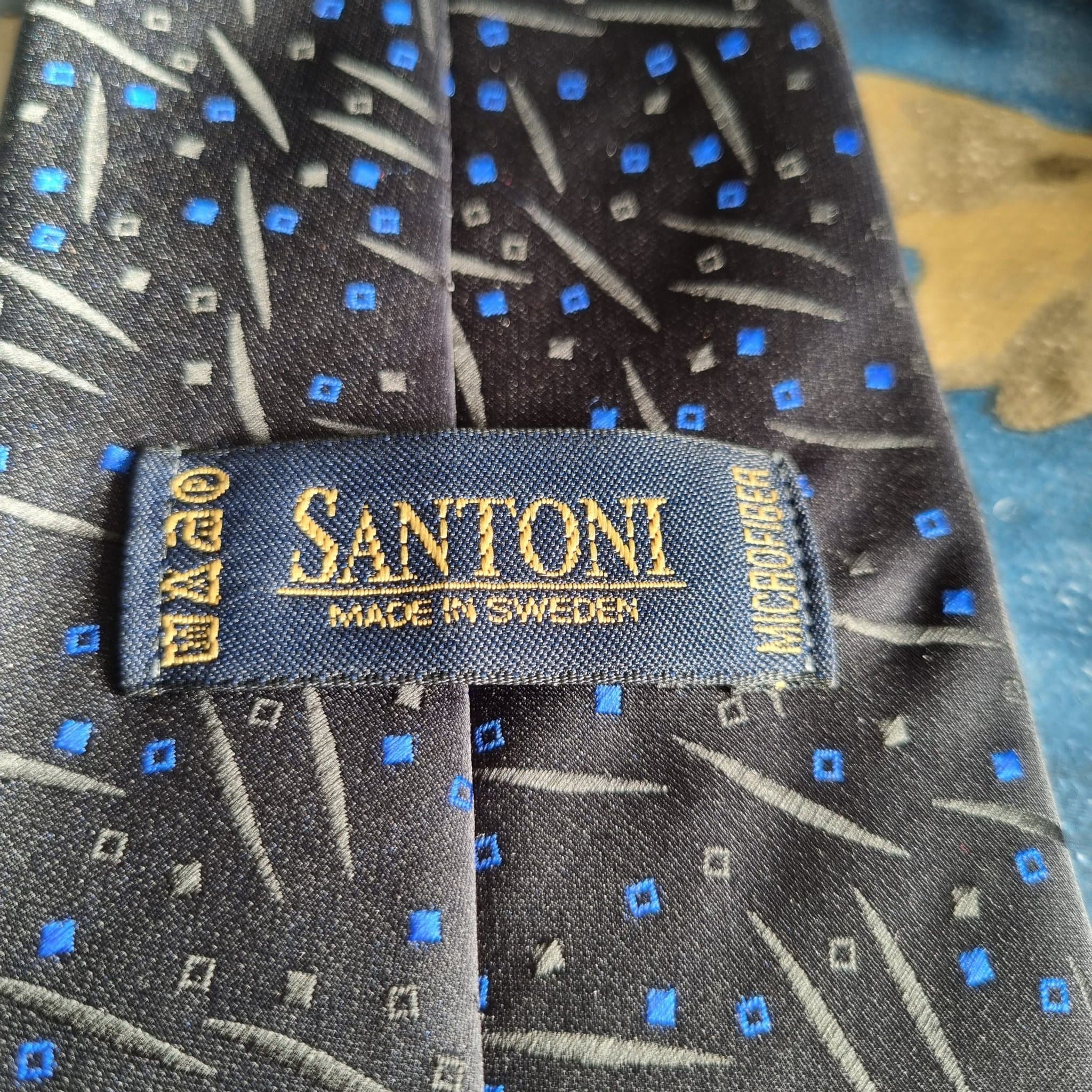 Santoni svarta, blå, grå slipsar