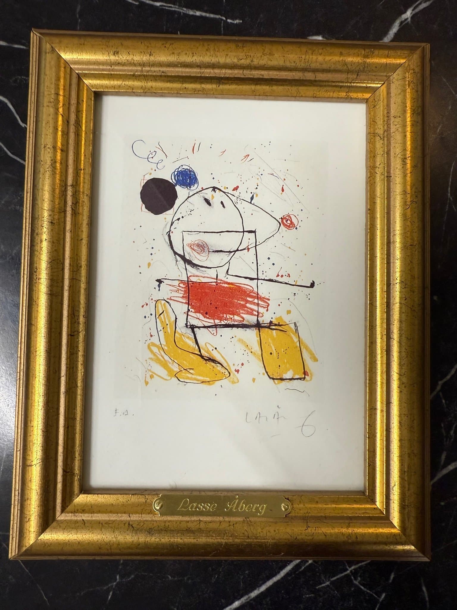 Lasse Åberg tavla signerad