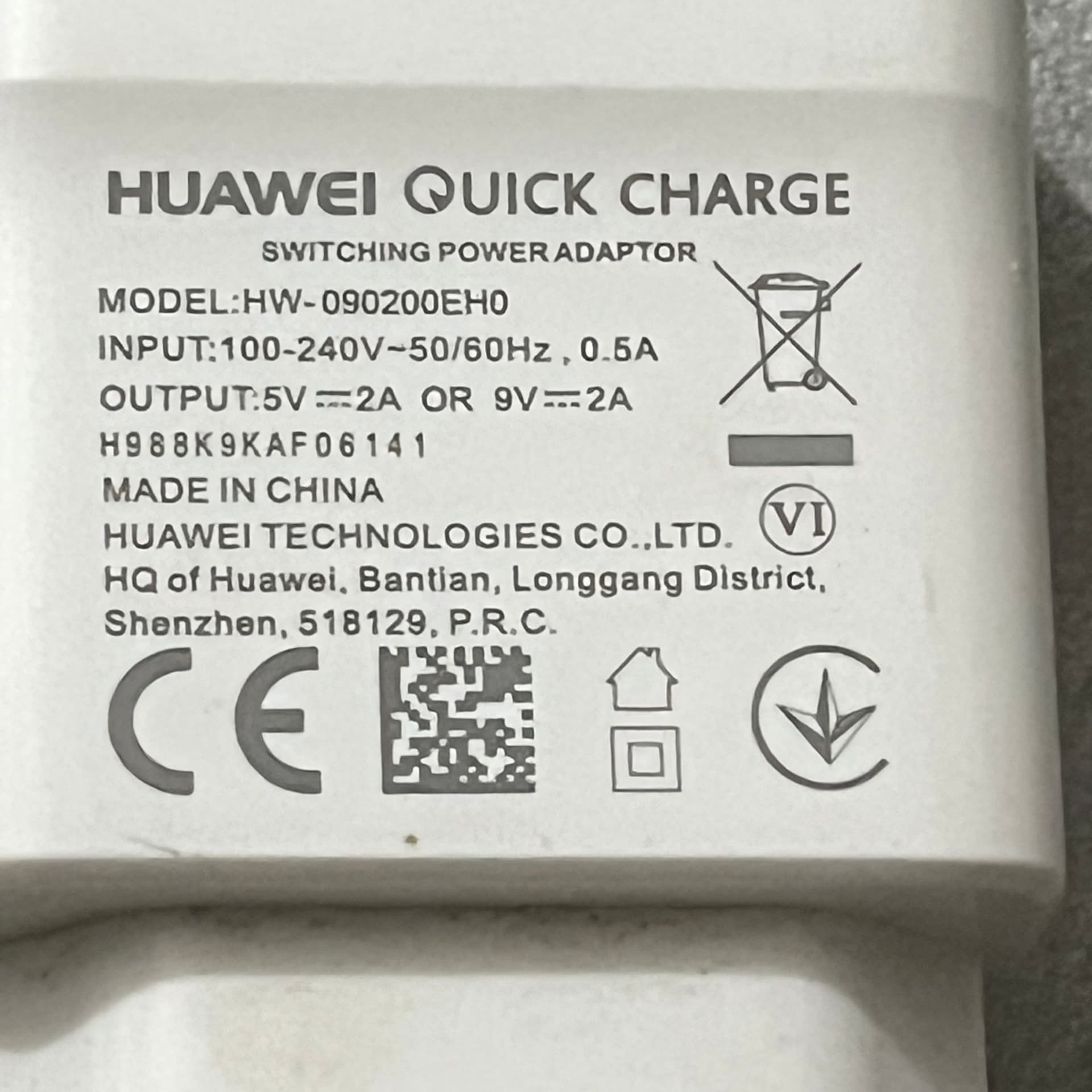 Huawei Quick Charge Strömadapter HW-090200EH0