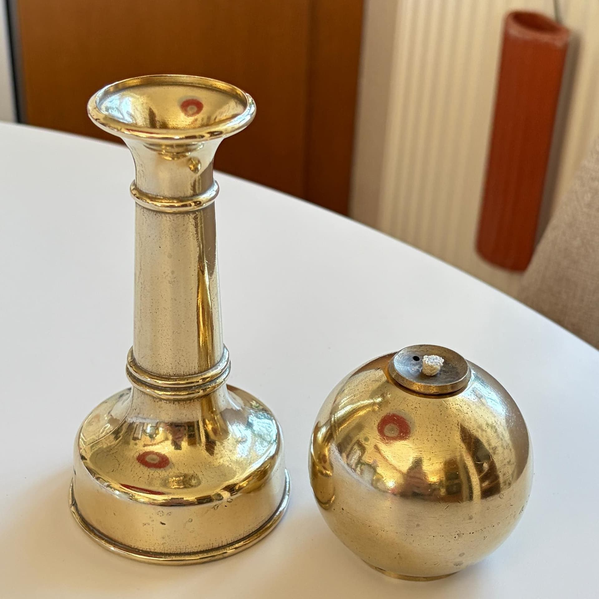 vintage Oljelampa kombi ljusstake mässing