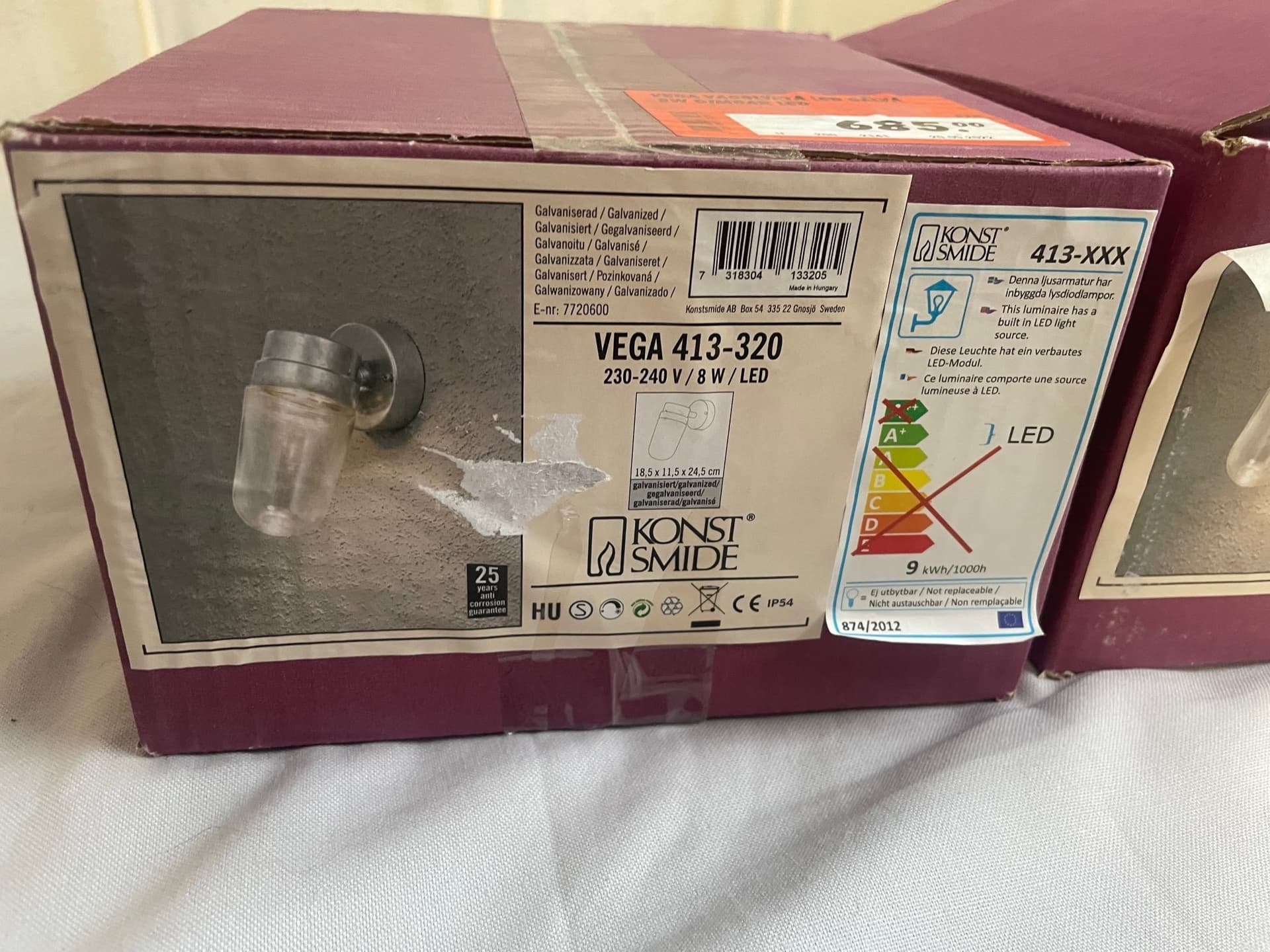 Konstsmide Vega 413-320 LED-vägglykta, galvaniserad