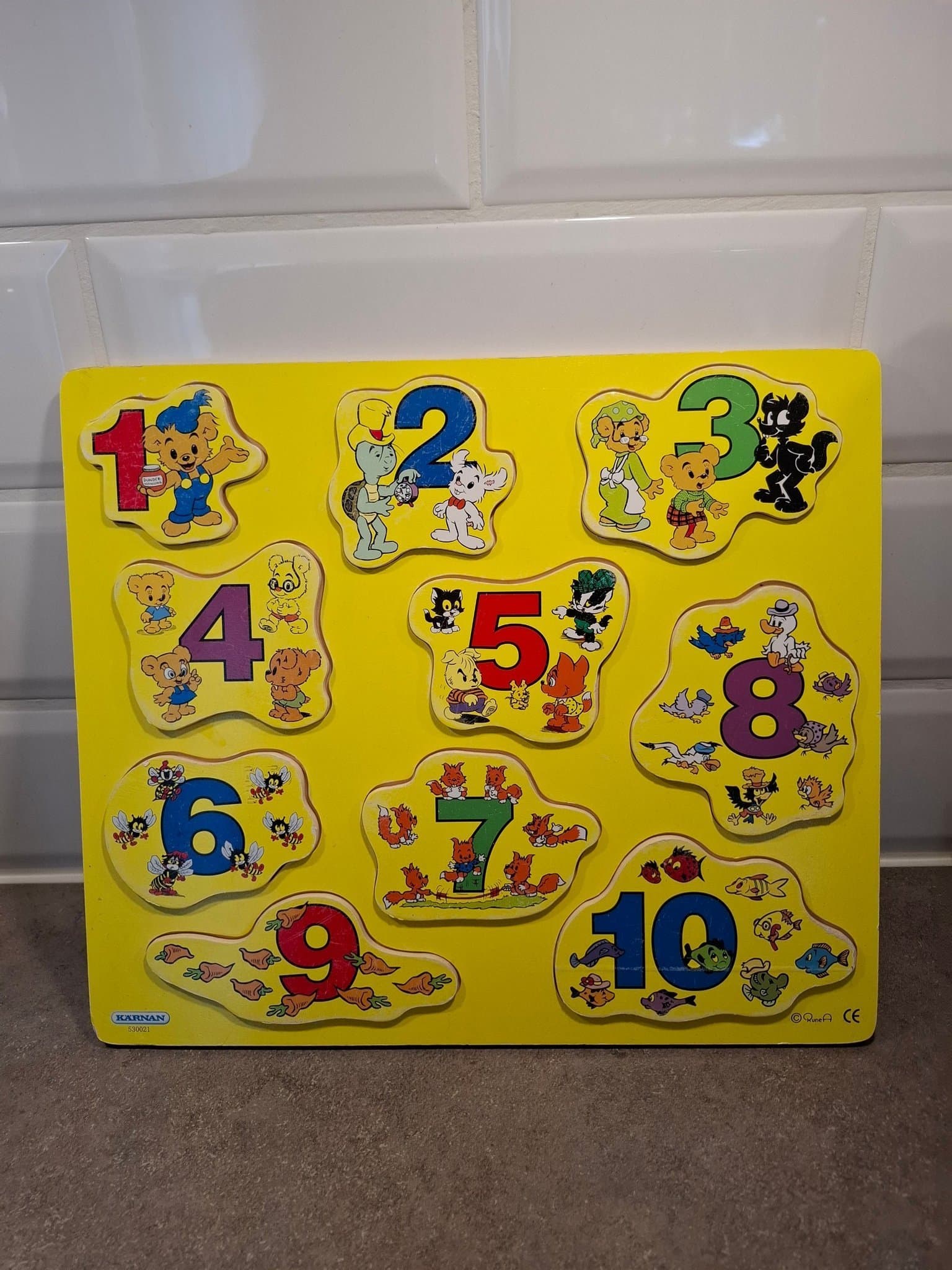 Bamse träpussel med siffror
