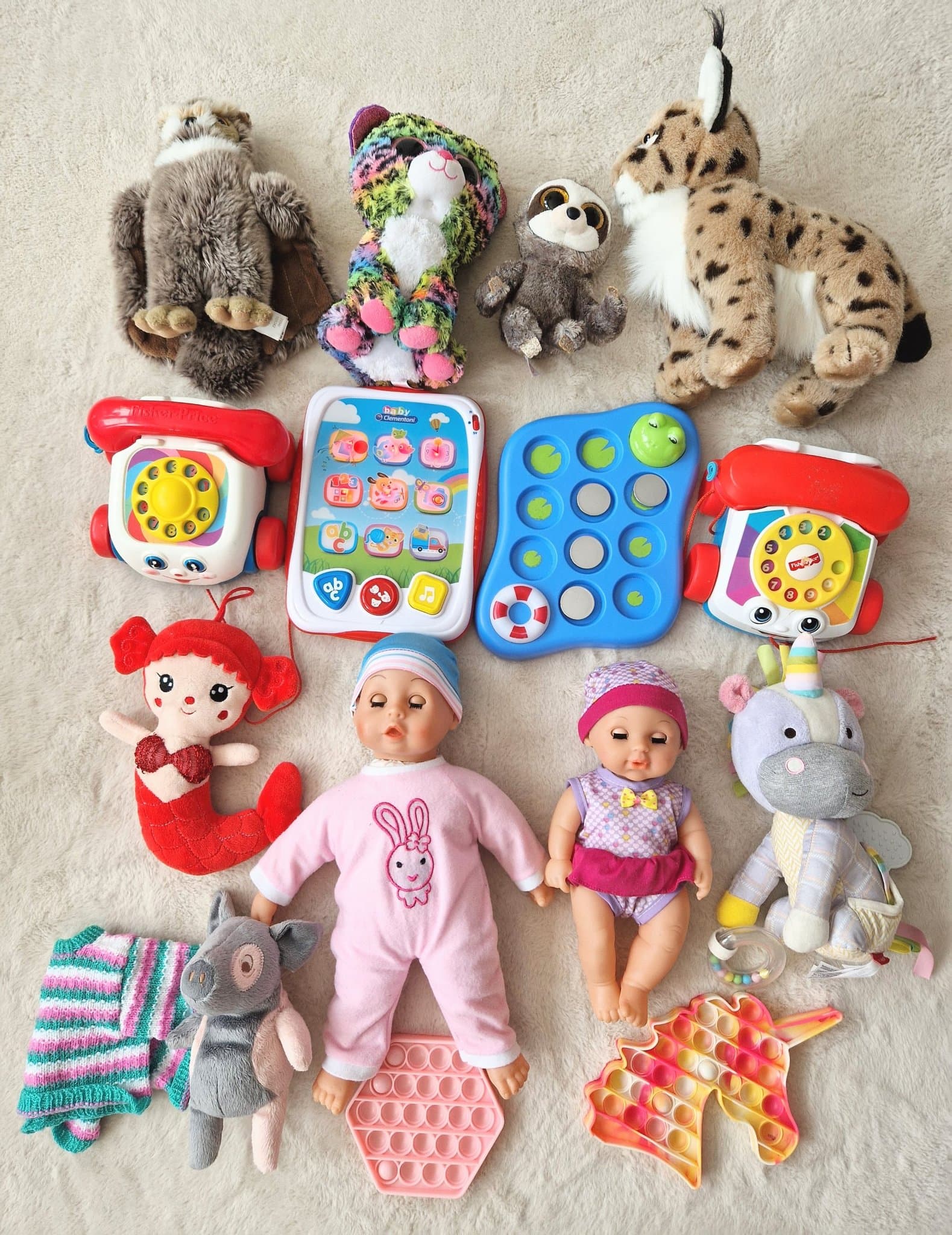 Stort Blandat Leksakspaket – Gosedjur, Babydockor, Aktivitetsleksaker & Pop-it
