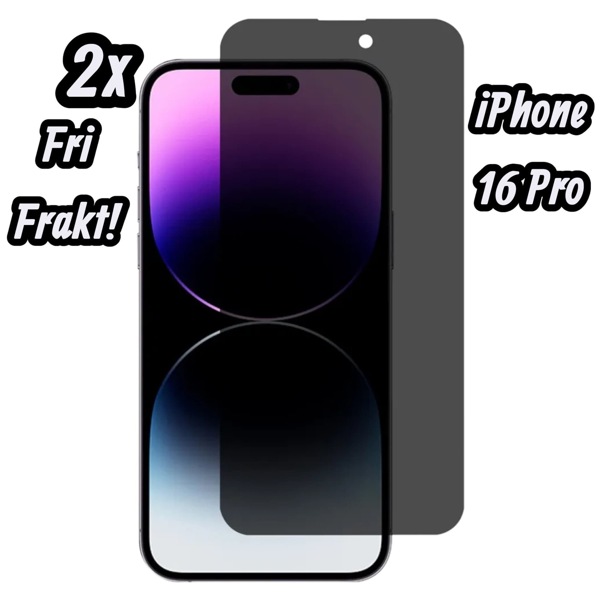 2st iPhone 16 Pro Privacy 9H Härdat Glas Skärmskydd |Sekretessfilter Heltäckande