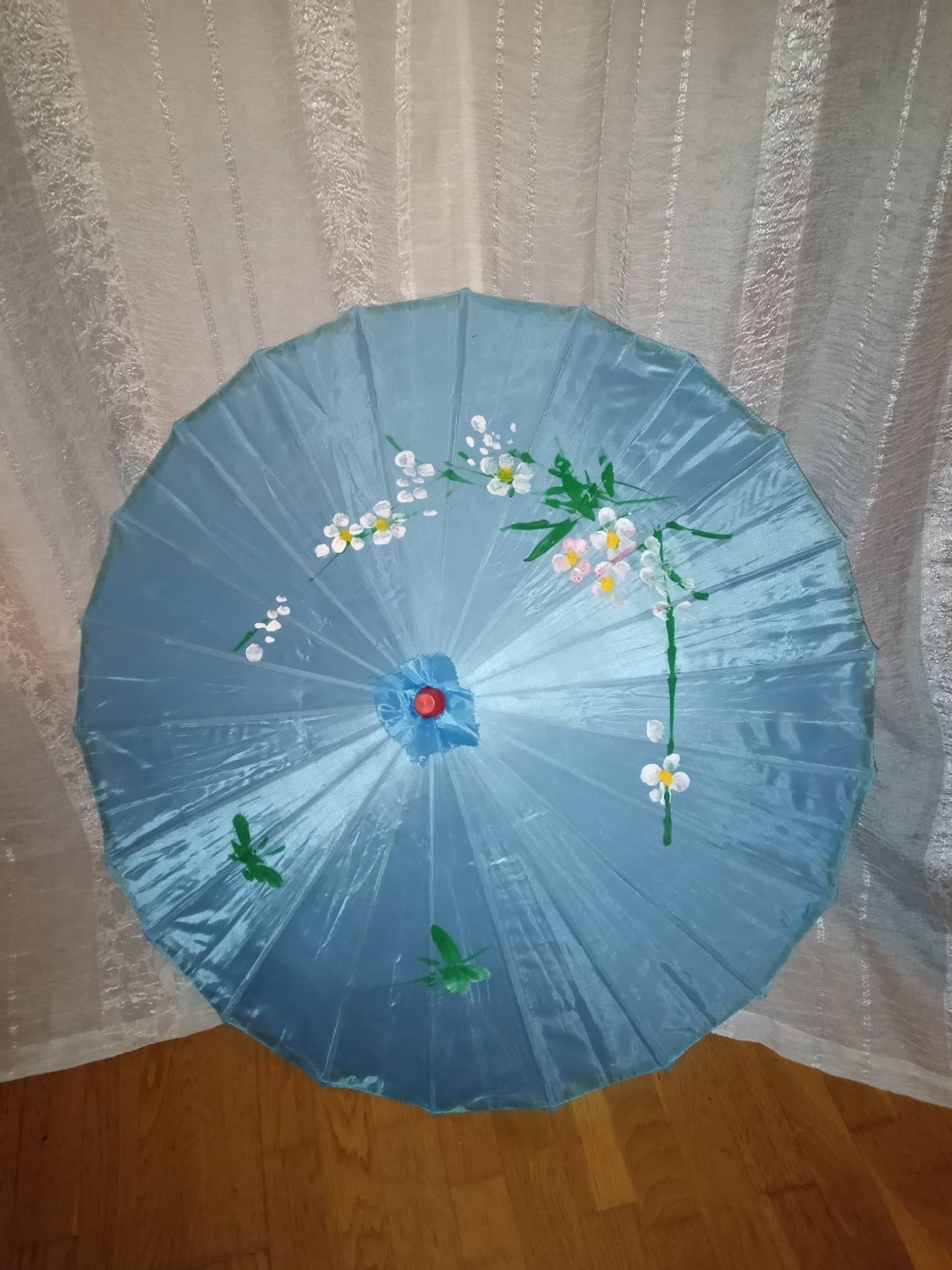 solparaply i nylon med trähandtag, diameter 80 cm, längd 55 cm
