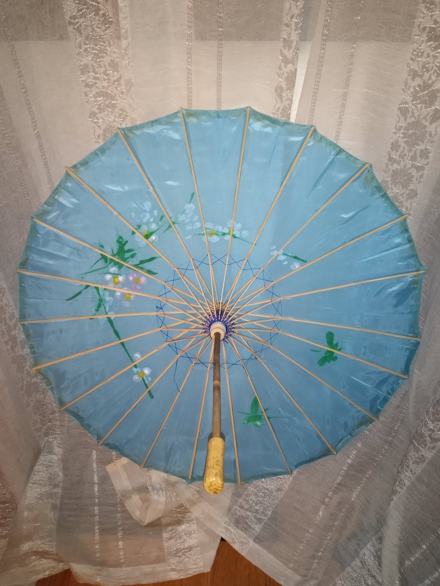 solparaply i nylon med trähandtag, diameter 80 cm, längd 55 cm