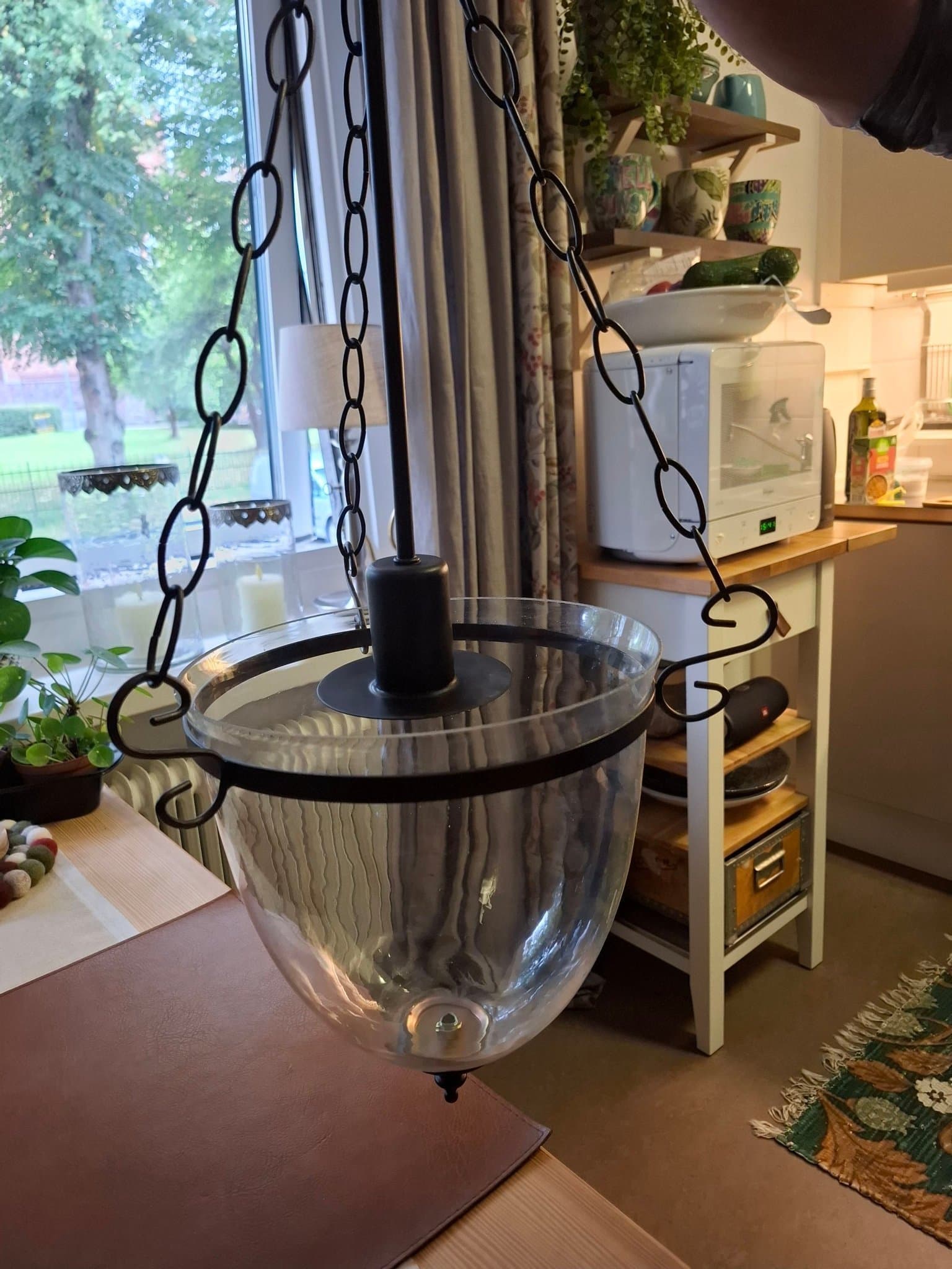 Indiska Hängande taklampa i glas och metall
