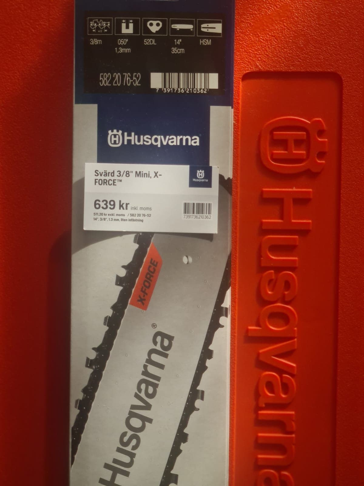 Husqvarna X-FORCE svärd 14” / 35 cm 3/8” mini 1,3 mm 52DL – OEM 5822076-52